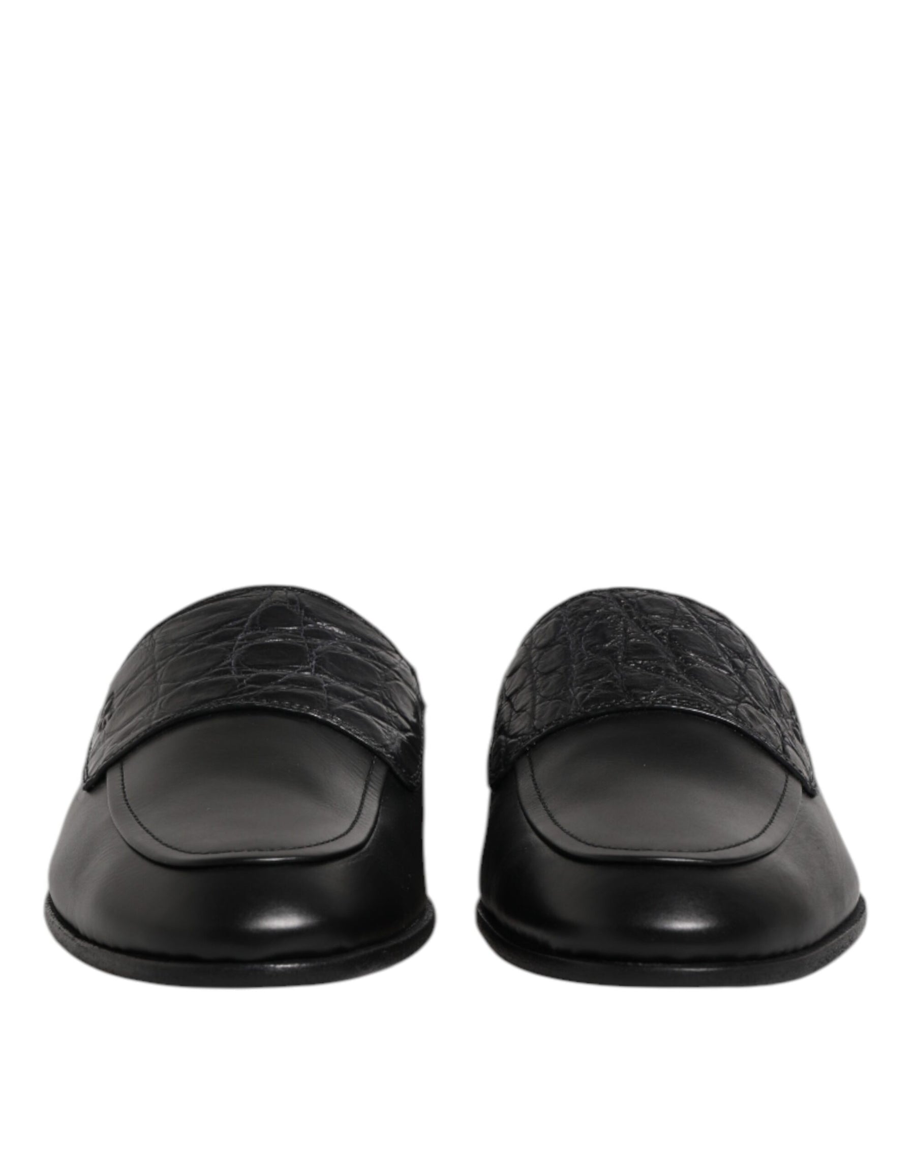 Dolce & Gabbana Black Calfskin Leather Slip On Loafers Shoes | Regal Royce