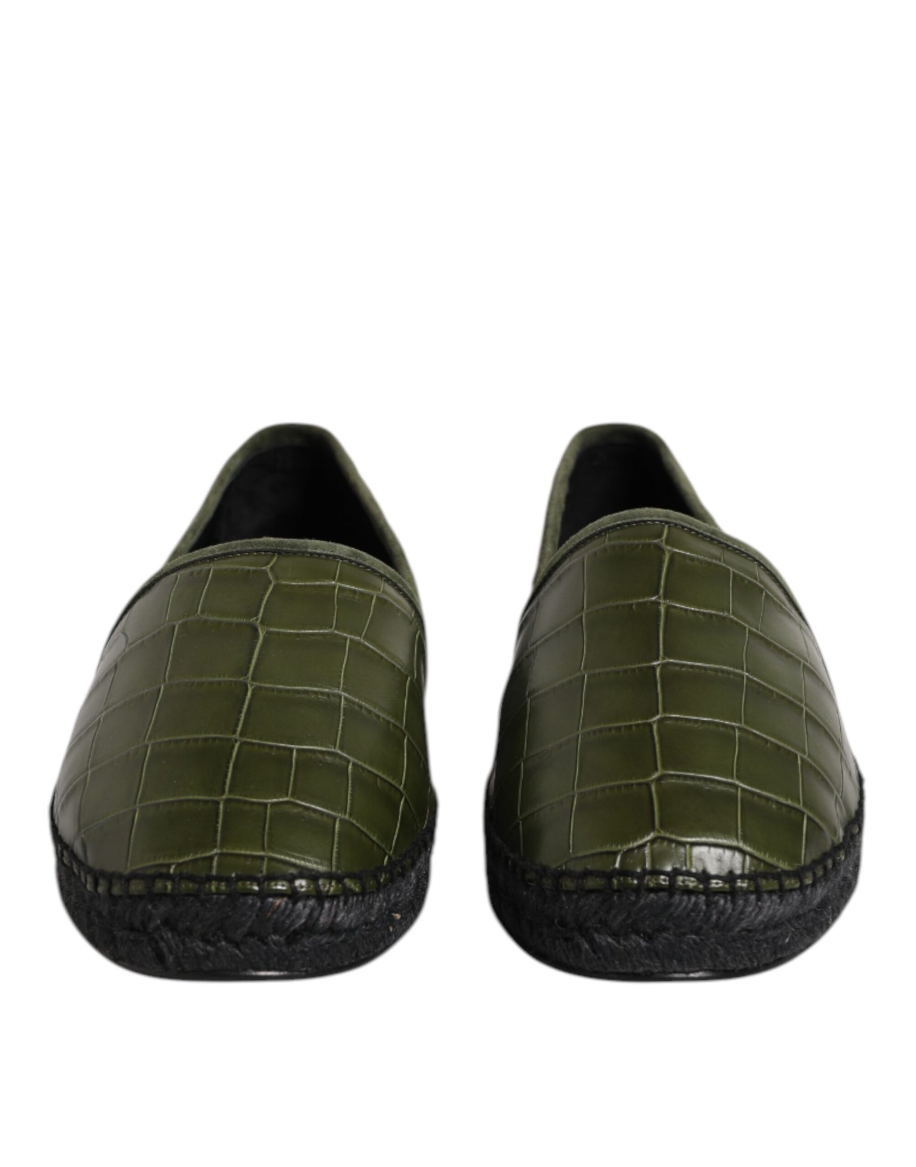 Dolce & Gabbana Green Exotic Leather Espadrilles Slip On Shoes | Regal Royce