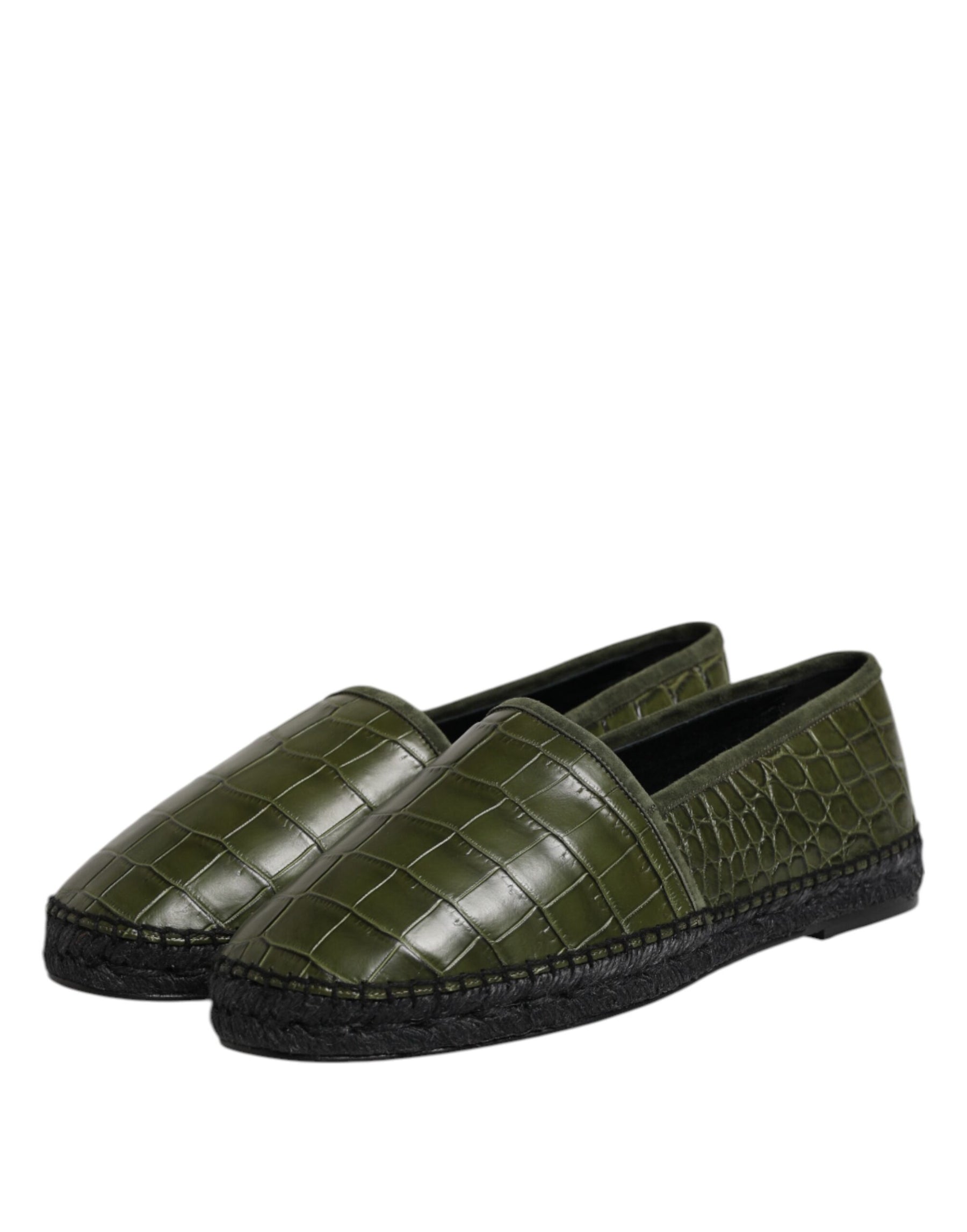Dolce & Gabbana Green Exotic Leather Espadrilles Slip On Shoes | Regal Royce