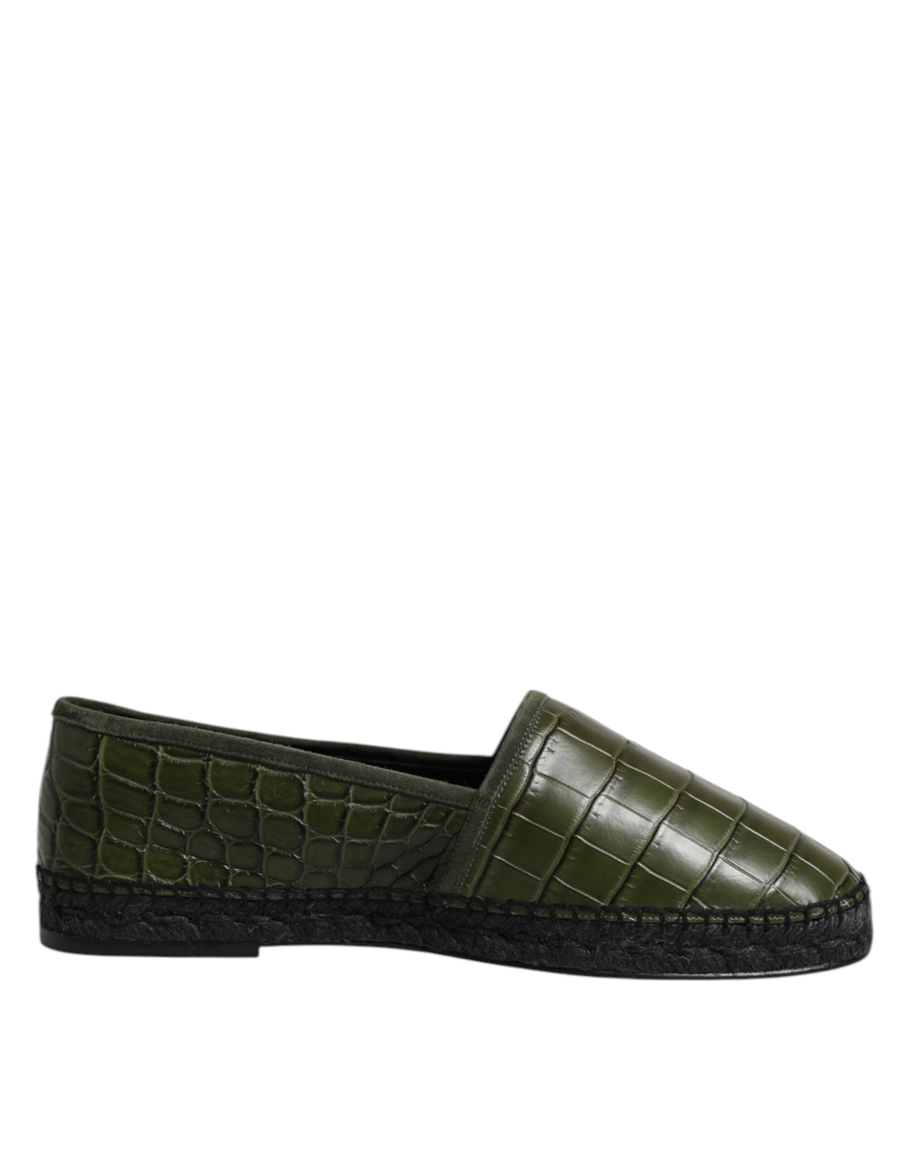 Dolce & Gabbana Green Exotic Leather Espadrilles Slip On Shoes | Regal Royce