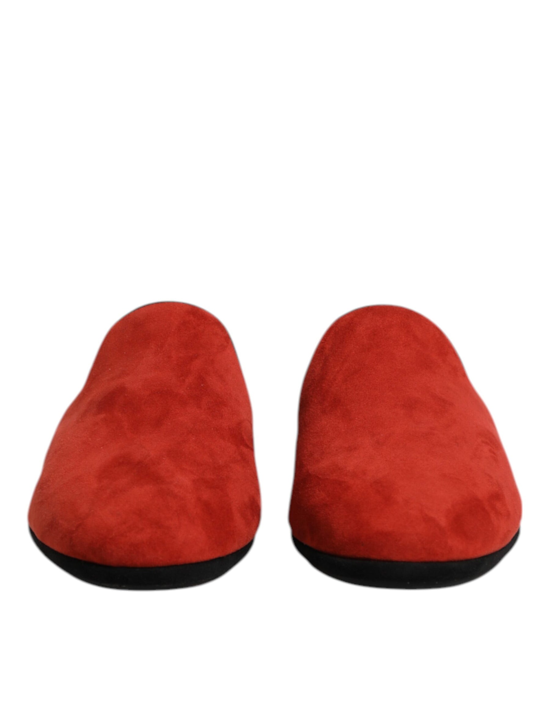 Dolce & Gabbana Orange Suede Slides Flat Slipper Shoes | Regal Royce