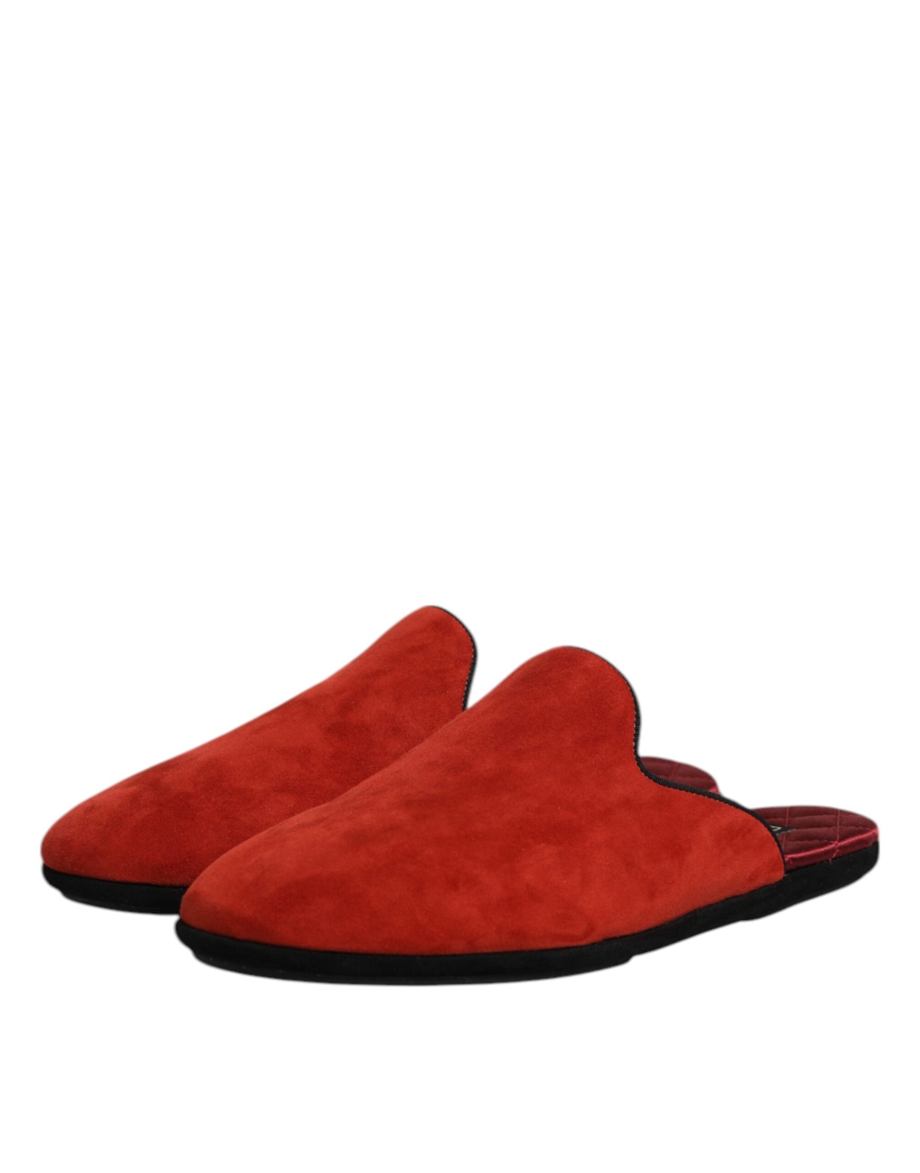 Dolce & Gabbana Orange Suede Slides Flat Slipper Shoes | Regal Royce