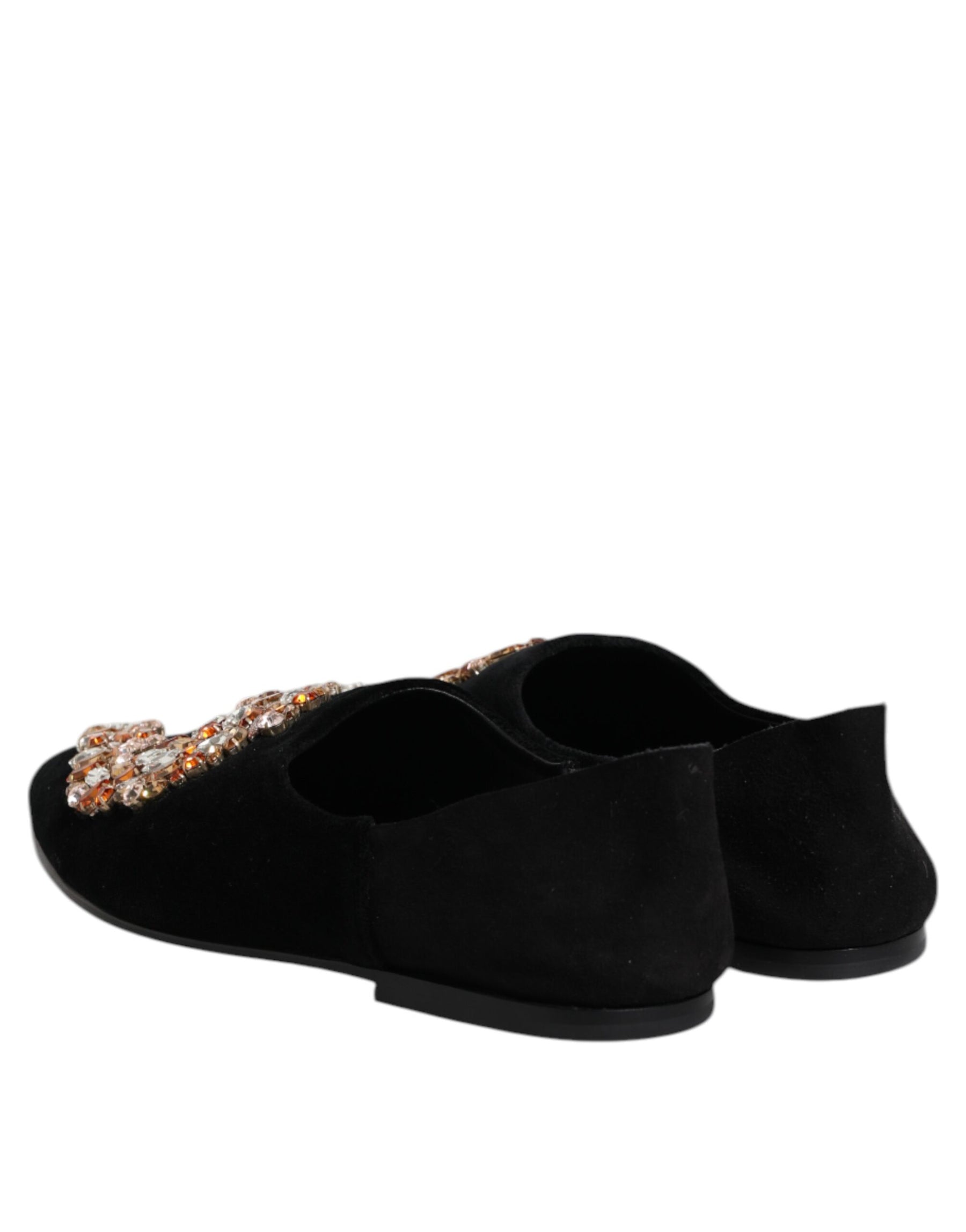 Dolce & Gabbana Black Velvet Embellished Loafer Slip On Shoes | Regal Royce