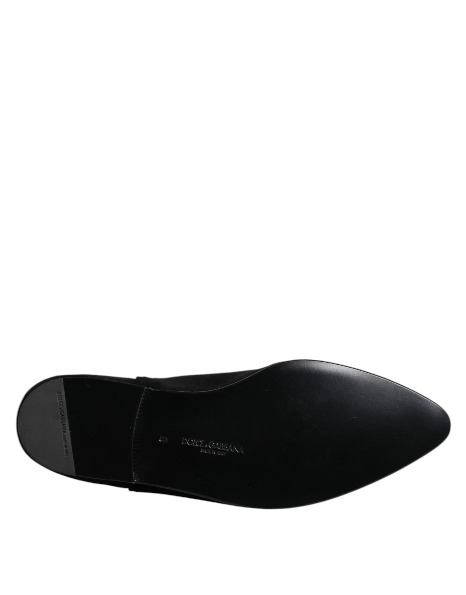 Dolce & Gabbana Black Velvet Embellished Loafer Slip On Shoes | Regal Royce