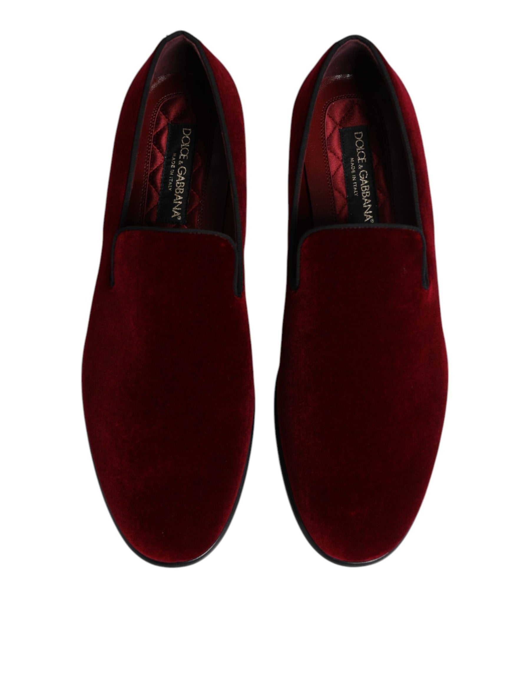 Dolce & Gabbana Red Cotton Velvet Slip On Loafers Formal Shoes | Regal Royce