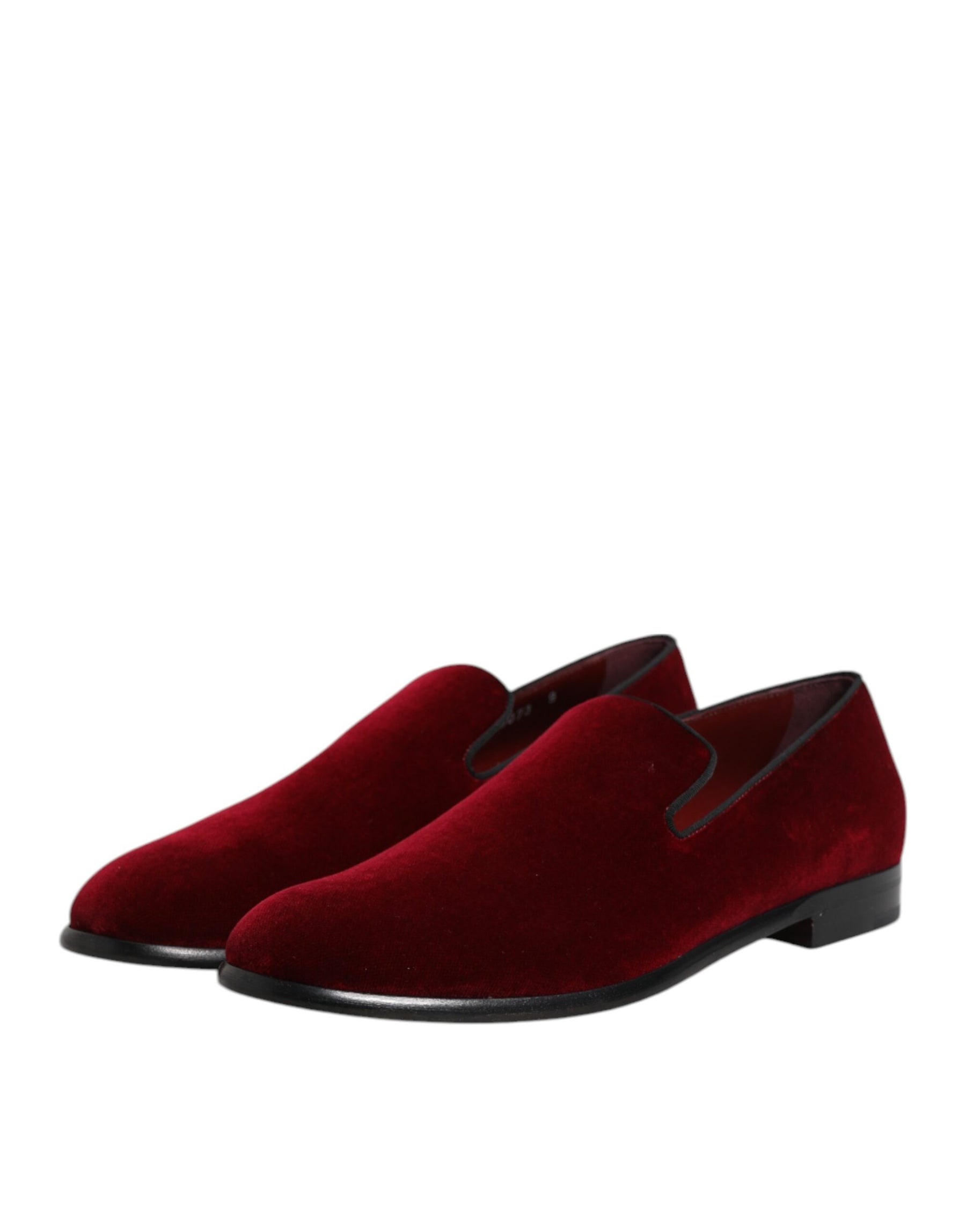 Dolce & Gabbana Red Cotton Velvet Slip On Loafers Formal Shoes | Regal Royce
