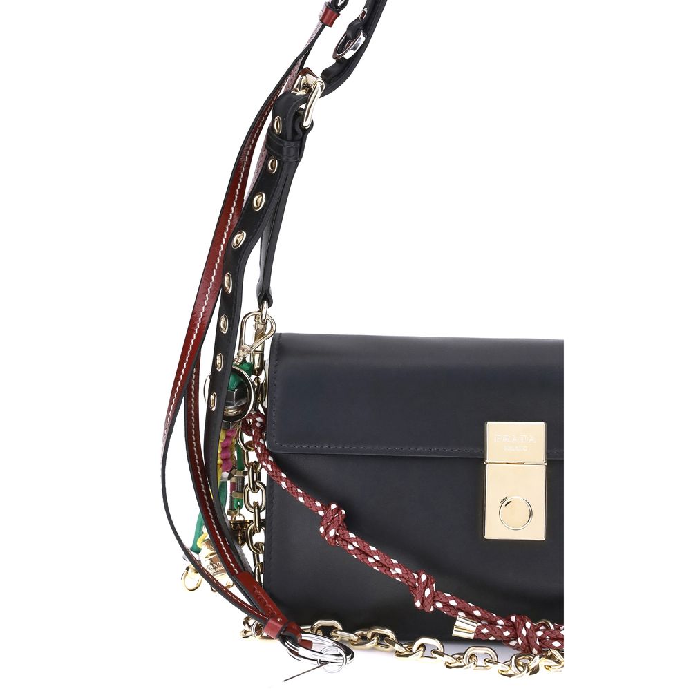 Prada Black Calf Leather Bos Taurus Shoulder Bag | Regal Royce