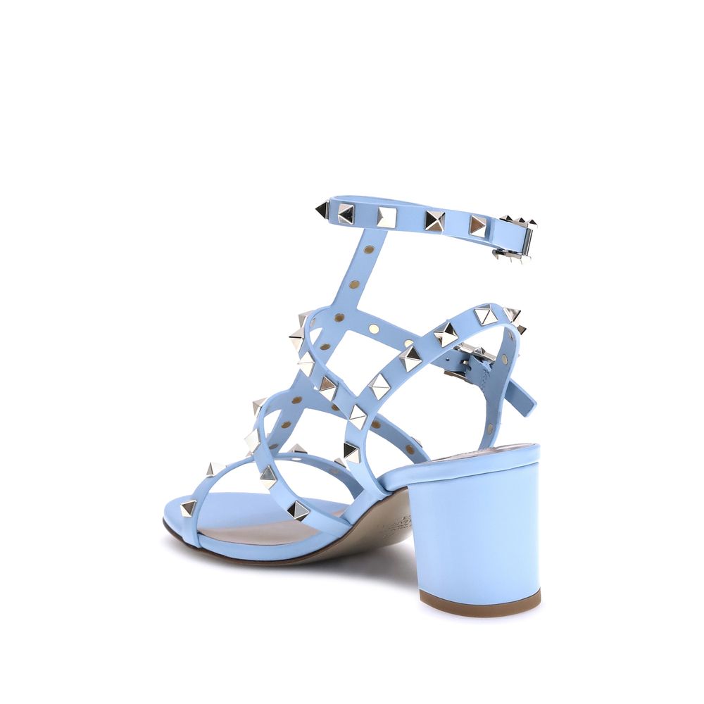 Valentino Garavani Blue Calf Leather Bos Taurus Strap-On Sandals | Regal Royce
