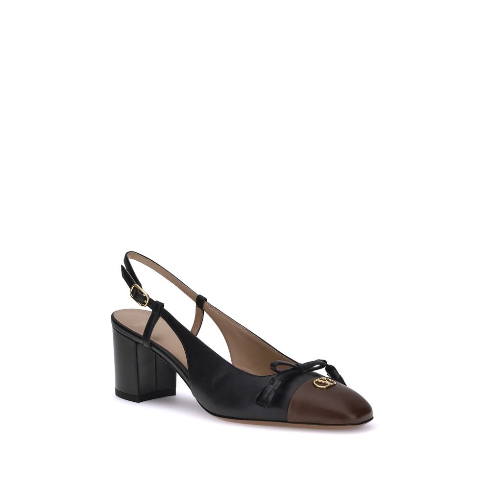 Valentino Garavani Black Calf Leather Bos Taurus Mid Heel Pumps | Regal Royce