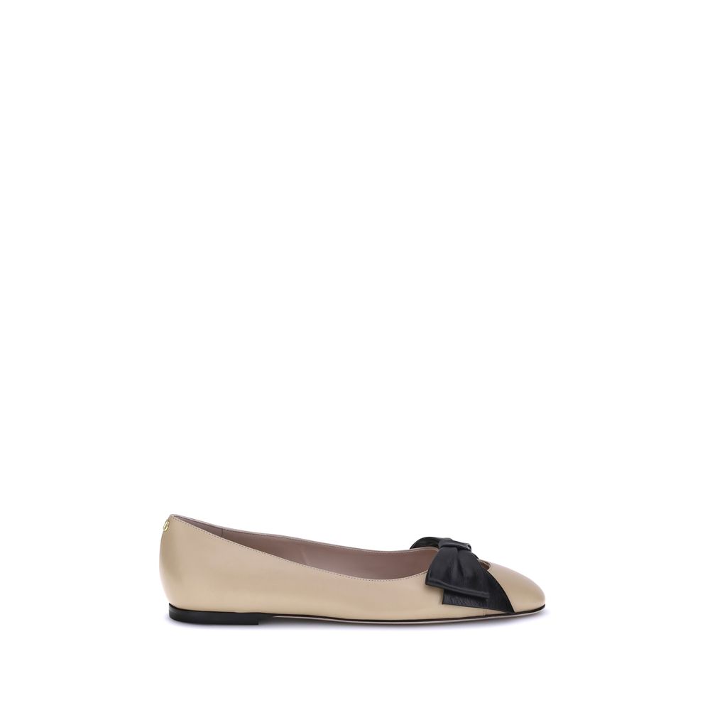 Valentino Garavani Brown Calf Leather Bos Taurus Ballet Flats | Regal Royce