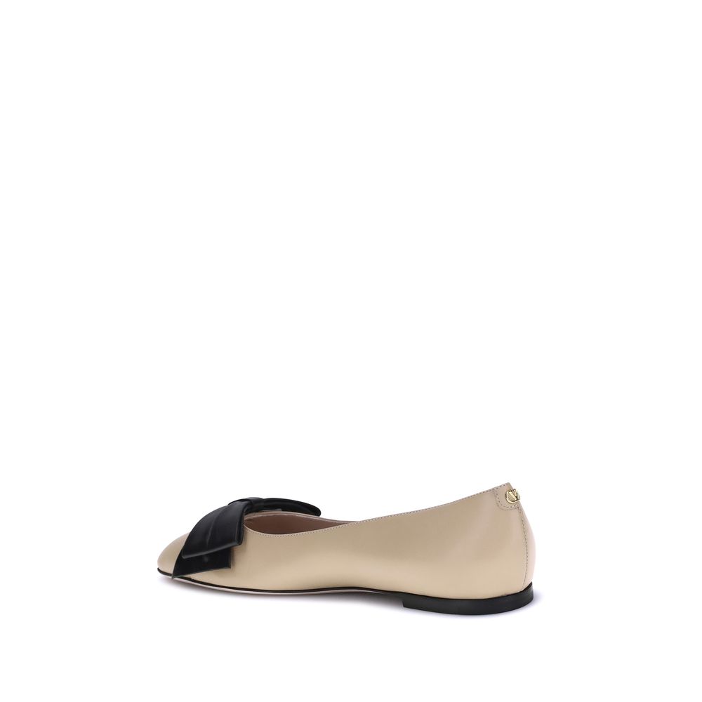 Valentino Garavani Brown Calf Leather Bos Taurus Ballet Flats | Regal Royce
