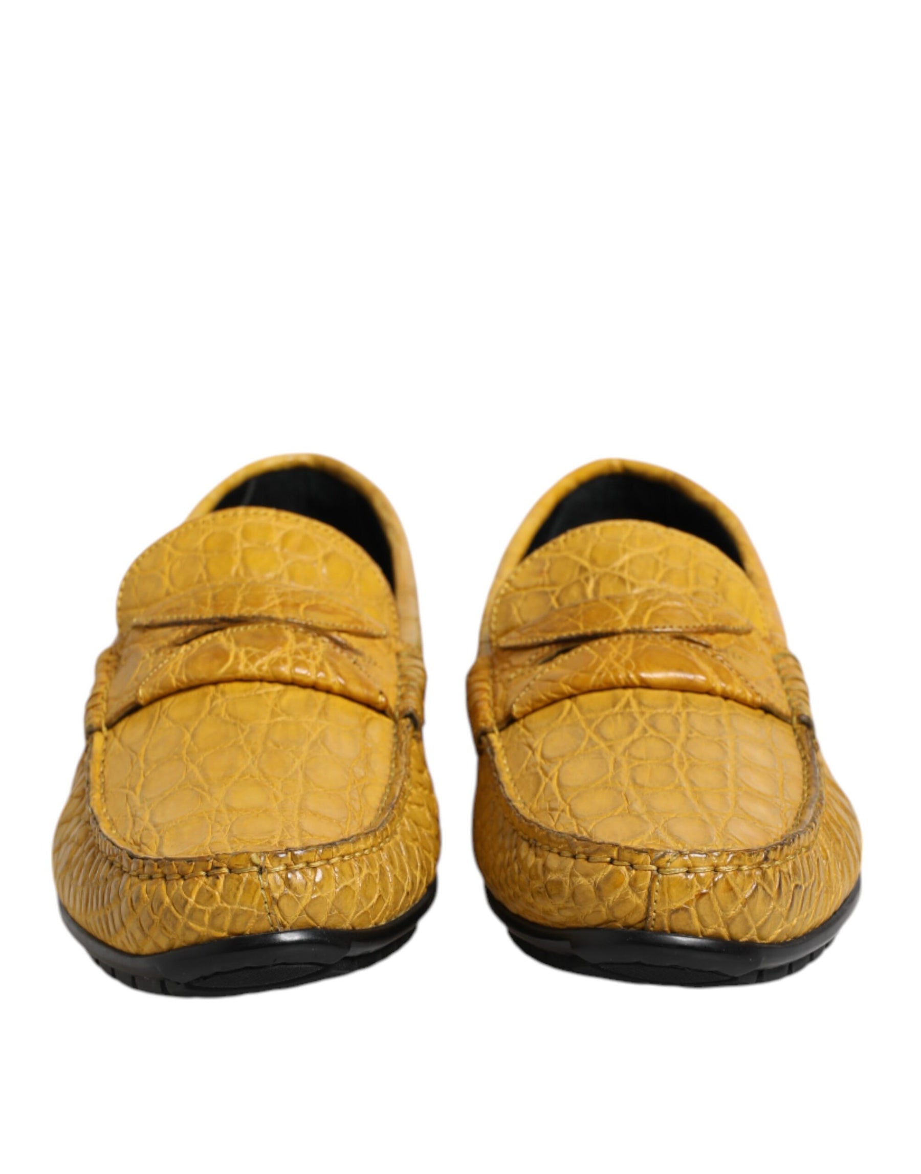 Dolce & Gabbana Yellow Exotic Leather Loafers Slip On Shoes | Regal Royce