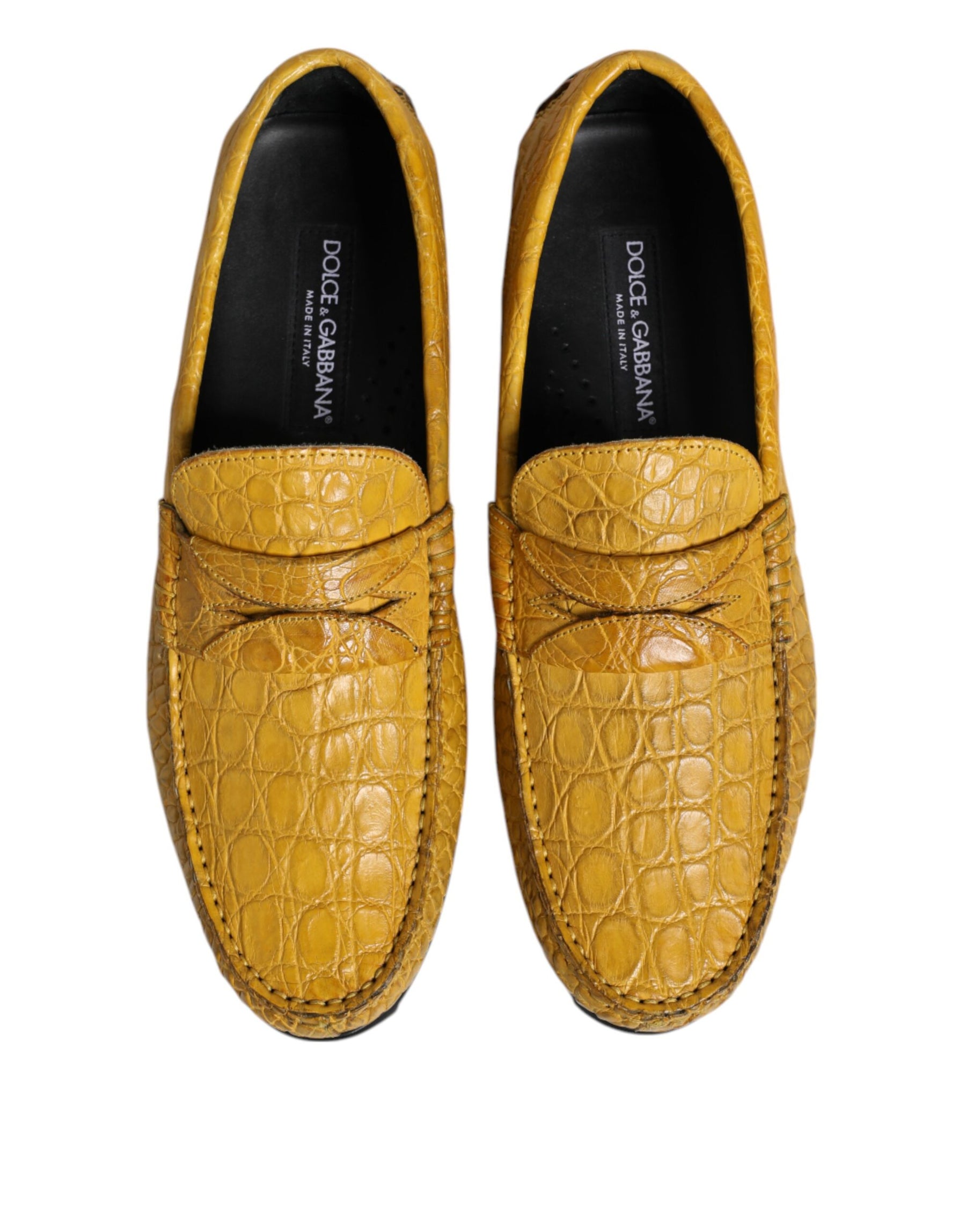Dolce & Gabbana Yellow Exotic Leather Loafers Slip On Shoes | Regal Royce