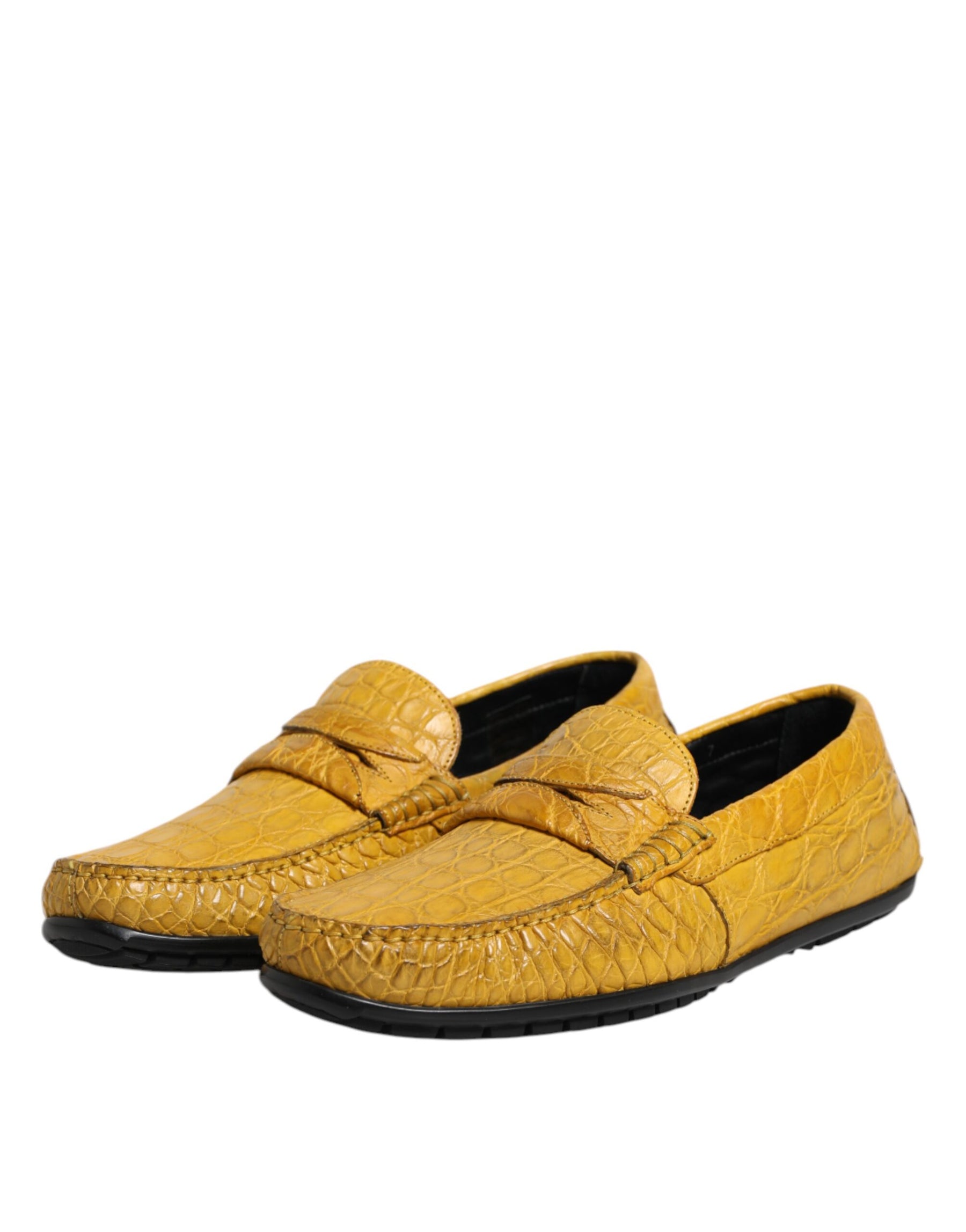 Dolce & Gabbana Yellow Exotic Leather Loafers Slip On Shoes | Regal Royce