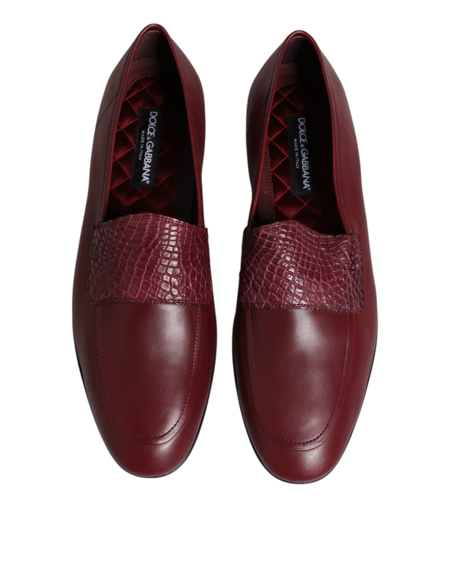 Dolce & Gabbana Burgundy Calfskin Leather Formal Slip On Shoes | Regal Royce