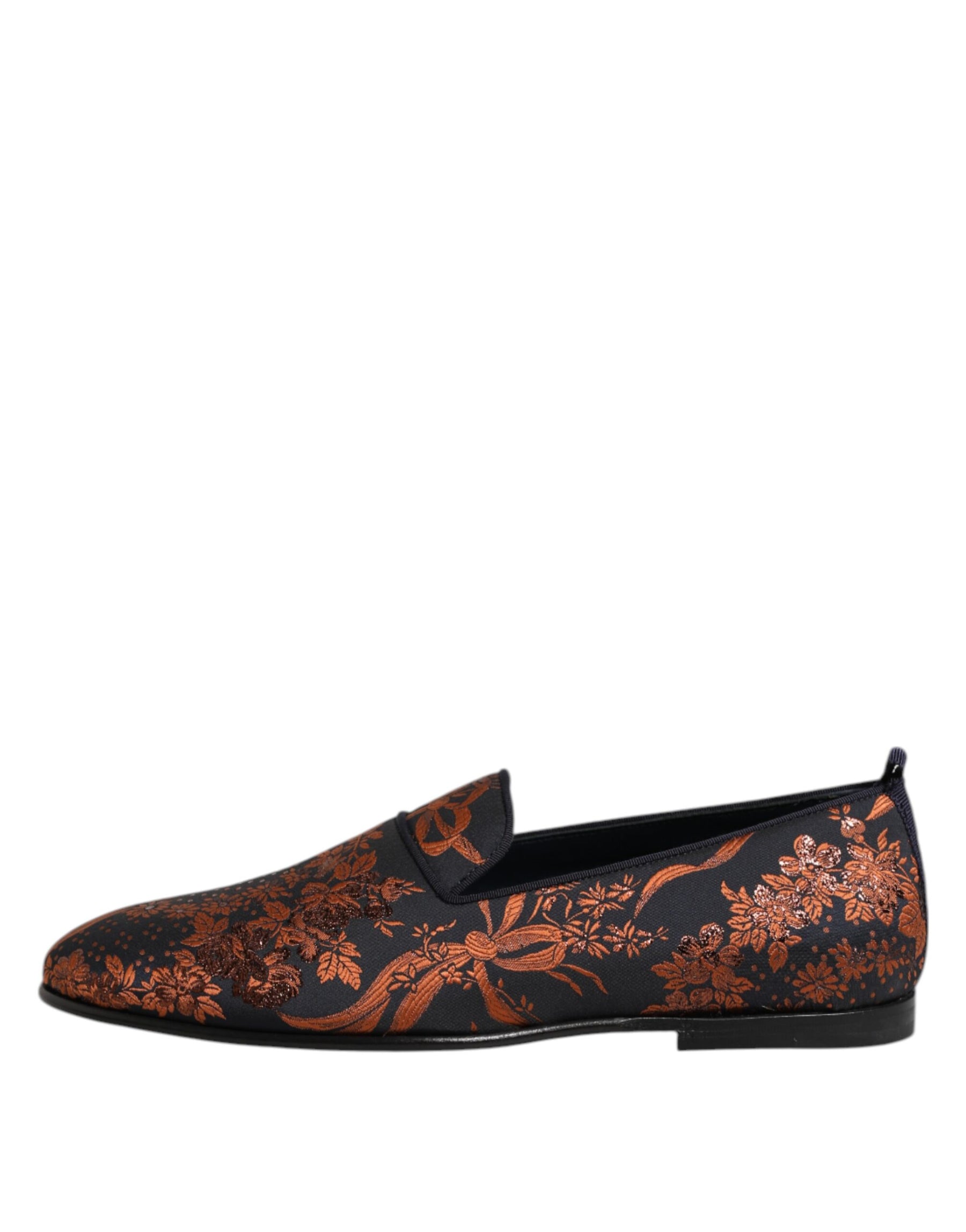 Dolce & Gabbana Black Jacquard Polyester Slip On Loafers Shoes | Regal Royce