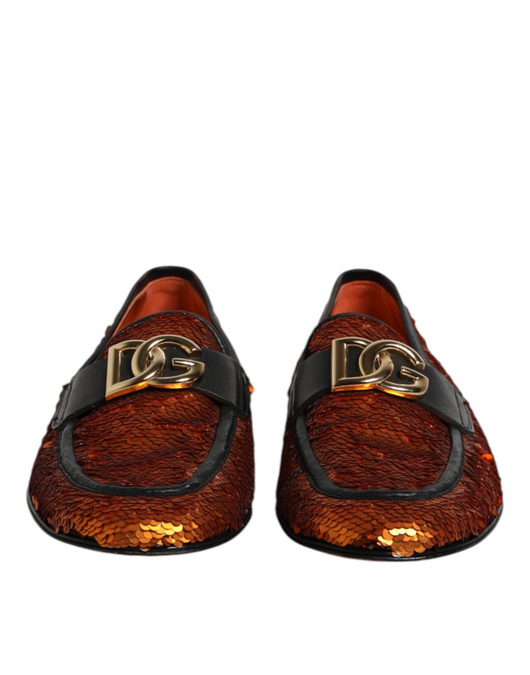 Dolce & Gabbana Orange Sequin Embellished Men Loafers Shoes | Regal Royce