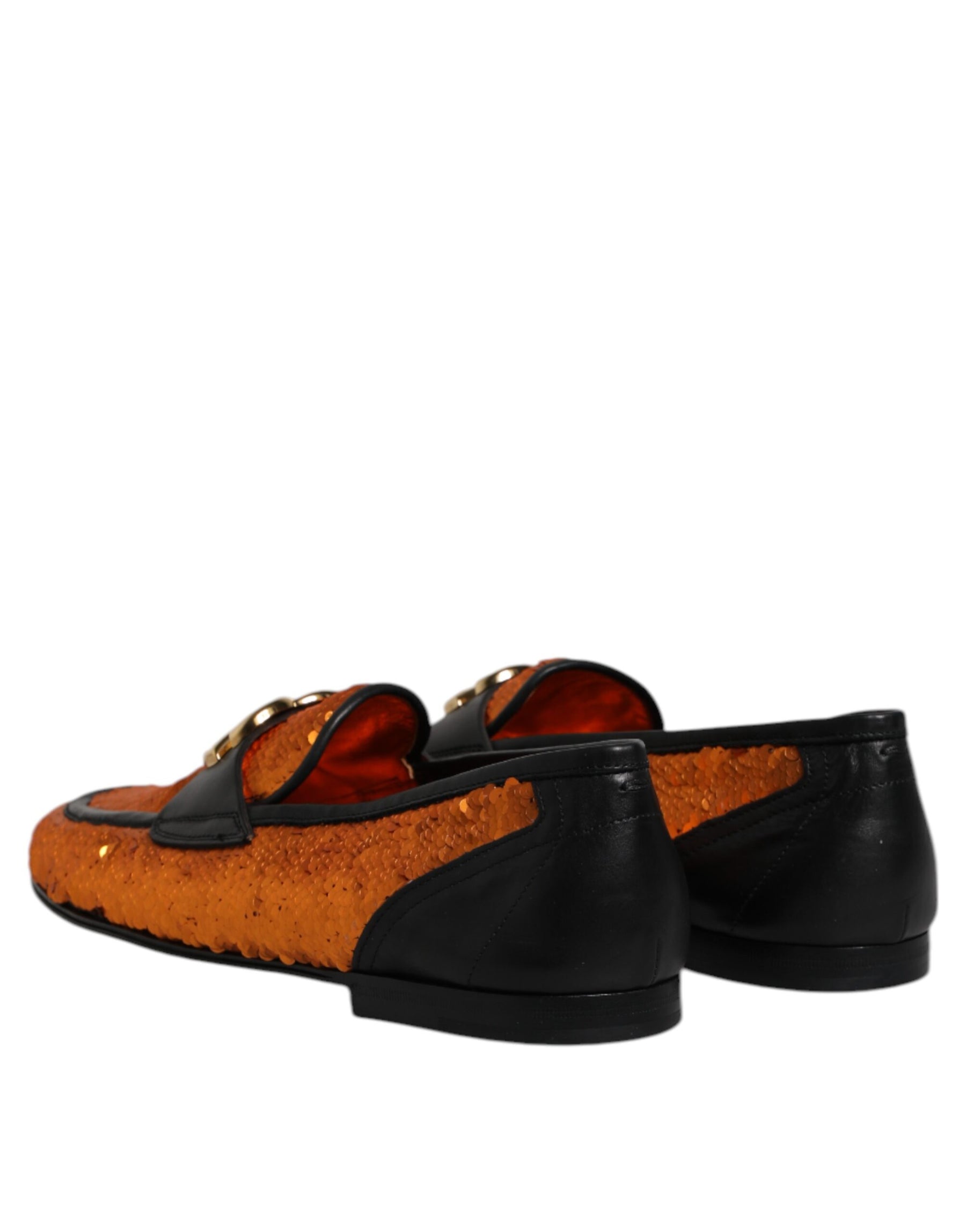 Dolce & Gabbana Orange Sequin Embellished Men Loafers Shoes | Regal Royce