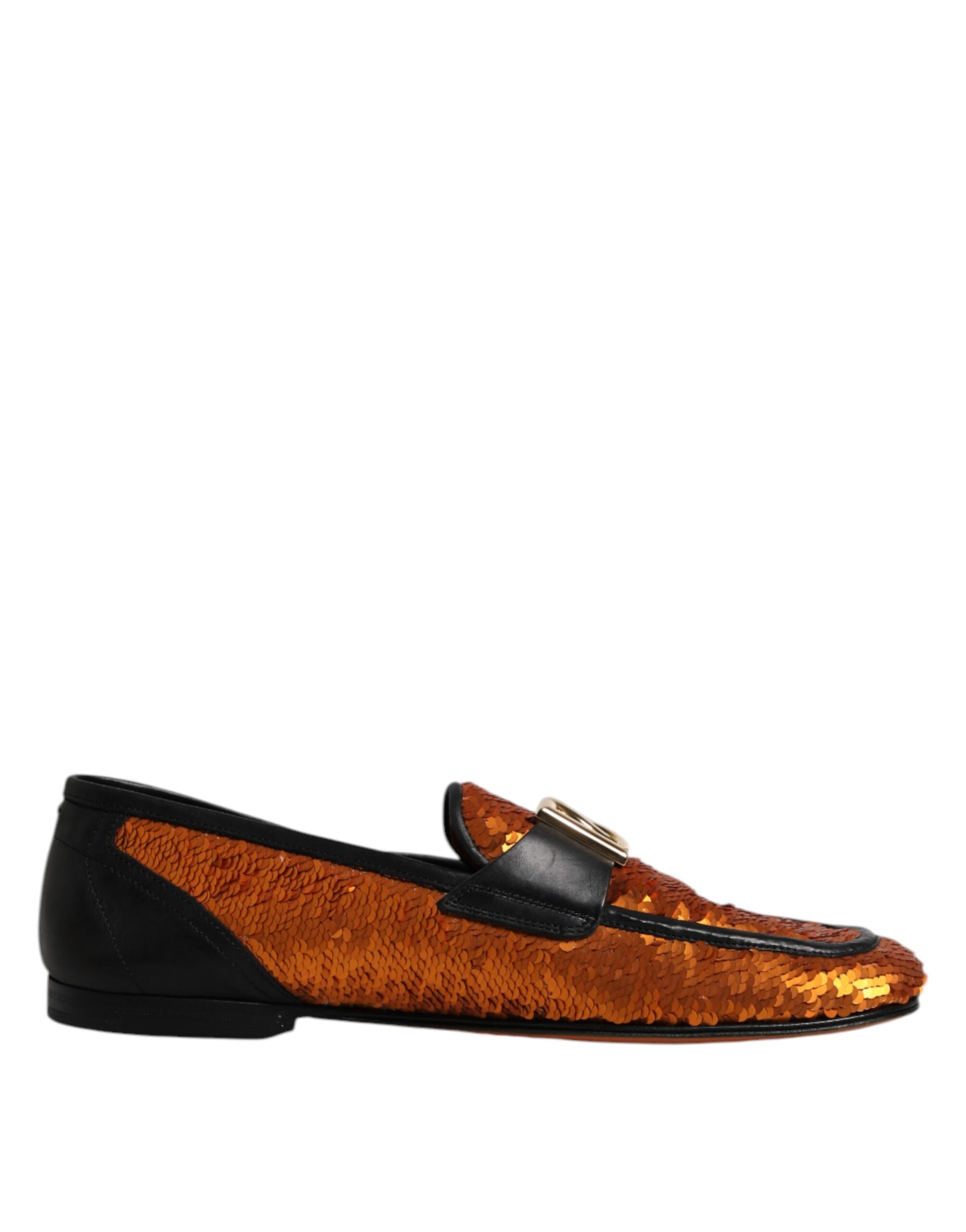 Dolce & Gabbana Orange Sequin Embellished Men Loafers Shoes | Regal Royce