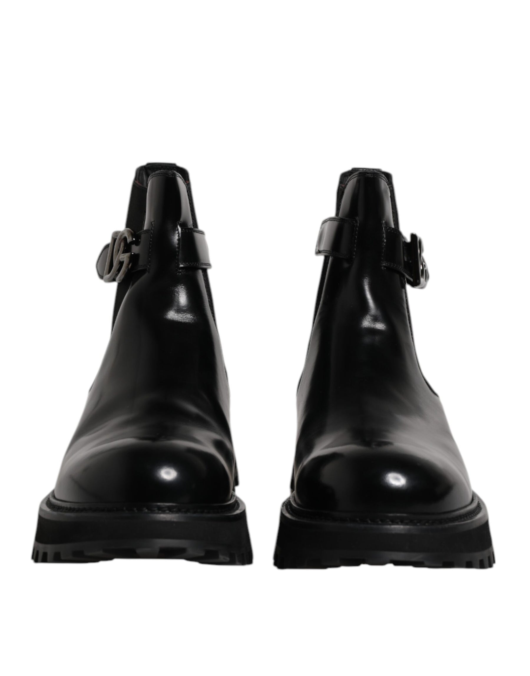 Dolce & Gabbana Black Belted DG Logo Men Chelsea Boots Shoes | Regal Royce