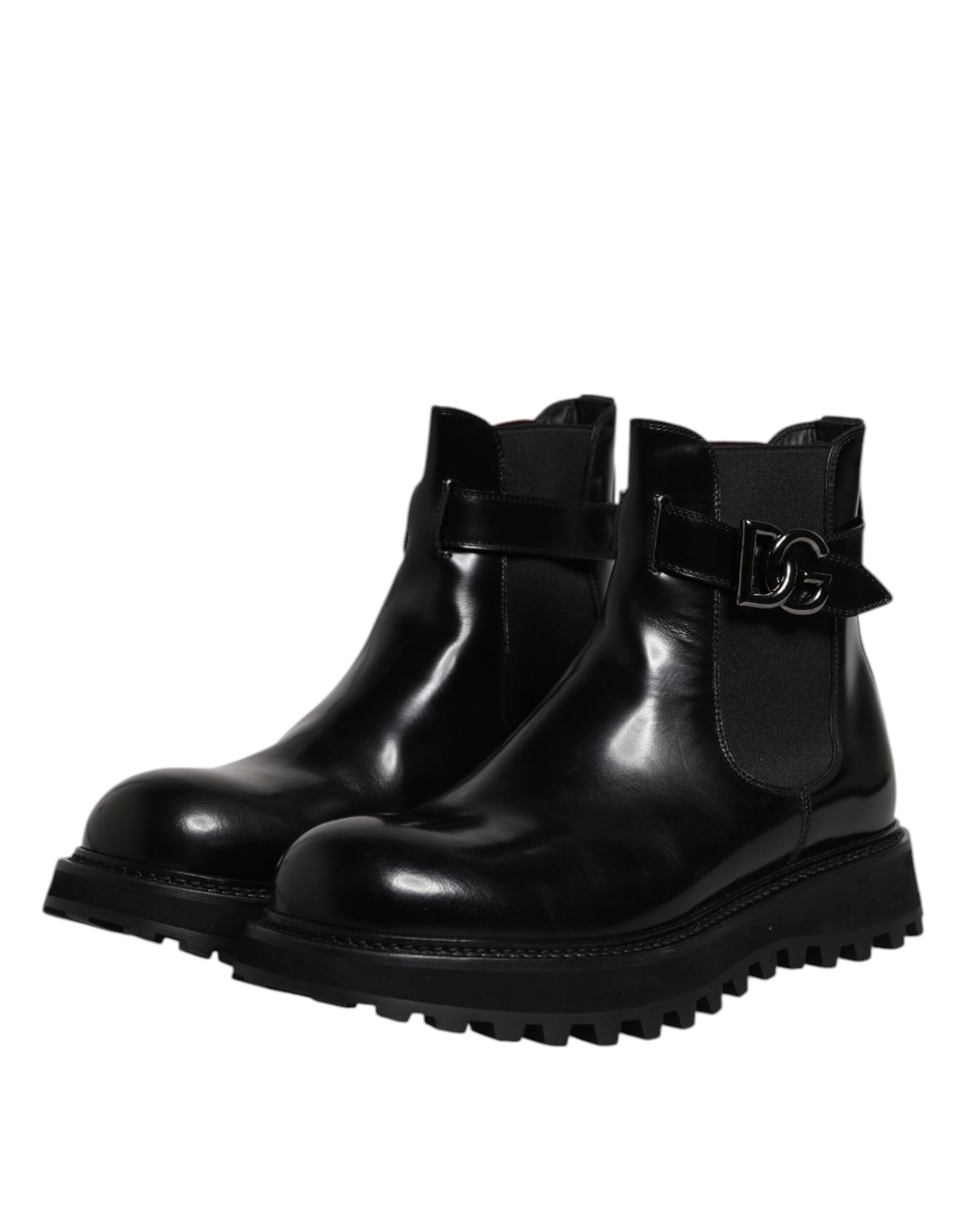 Dolce & Gabbana Black Belted DG Logo Men Chelsea Boots Shoes | Regal Royce