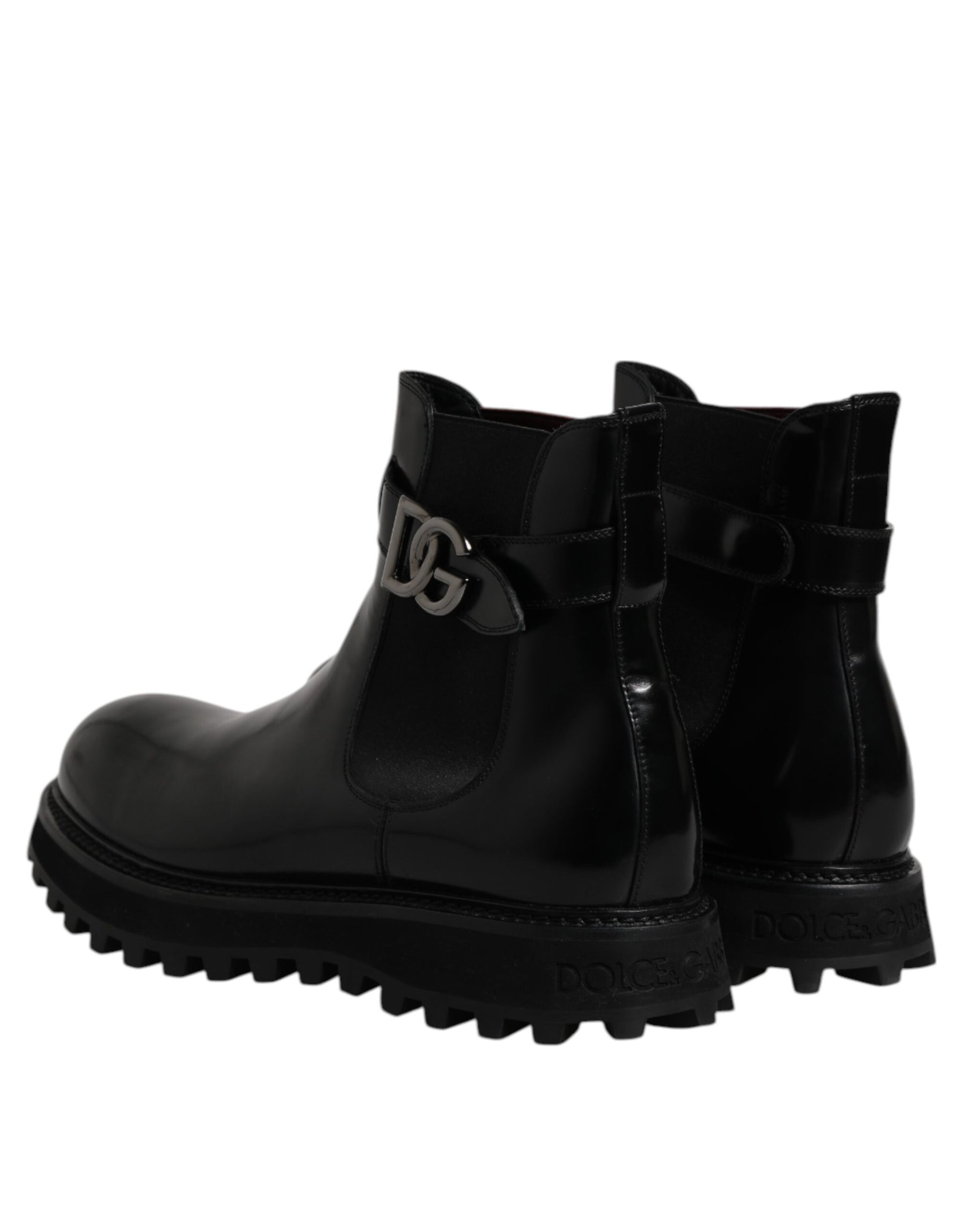 Dolce & Gabbana Black Belted DG Logo Men Chelsea Boots Shoes | Regal Royce