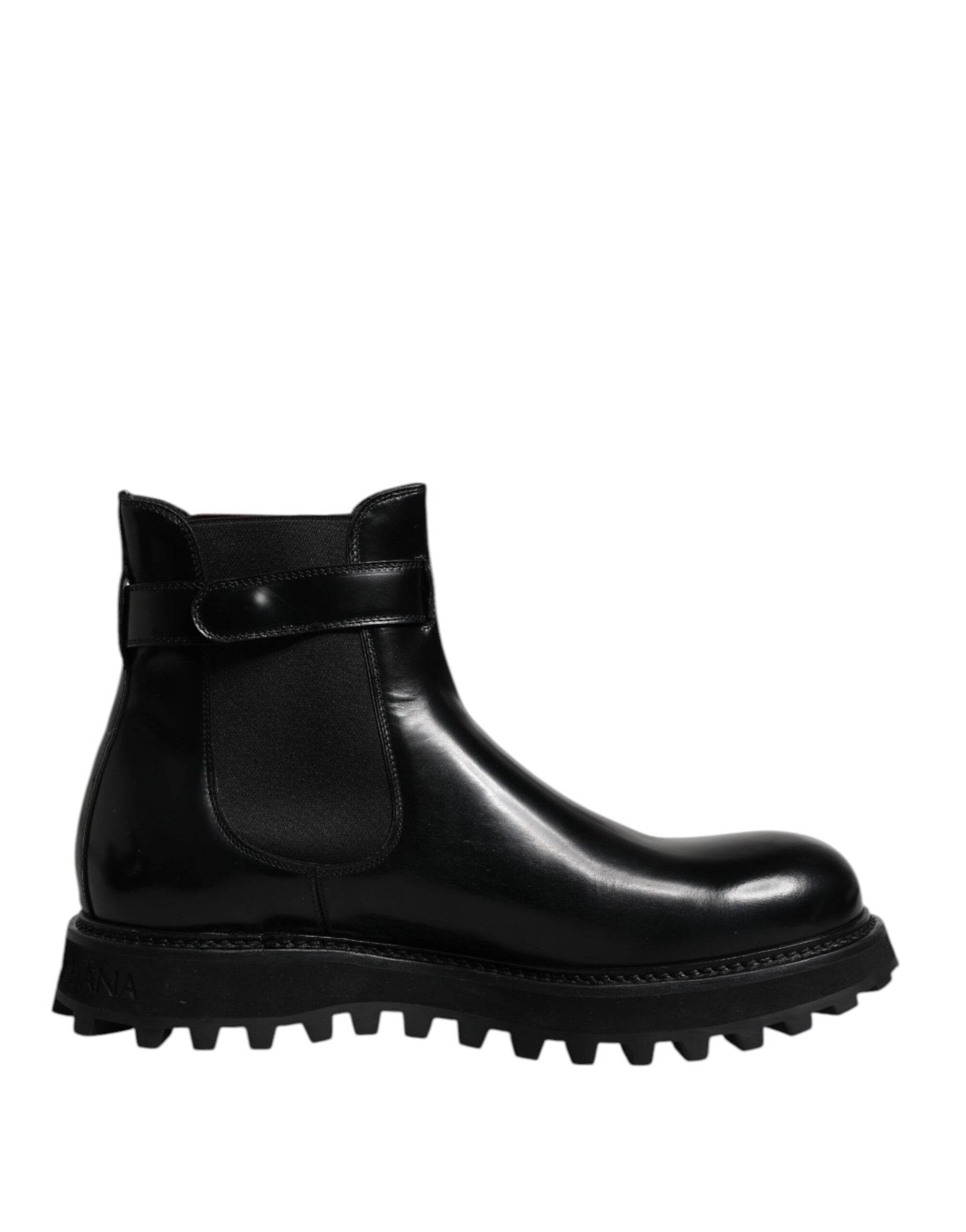 Dolce & Gabbana Black Belted DG Logo Men Chelsea Boots Shoes | Regal Royce
