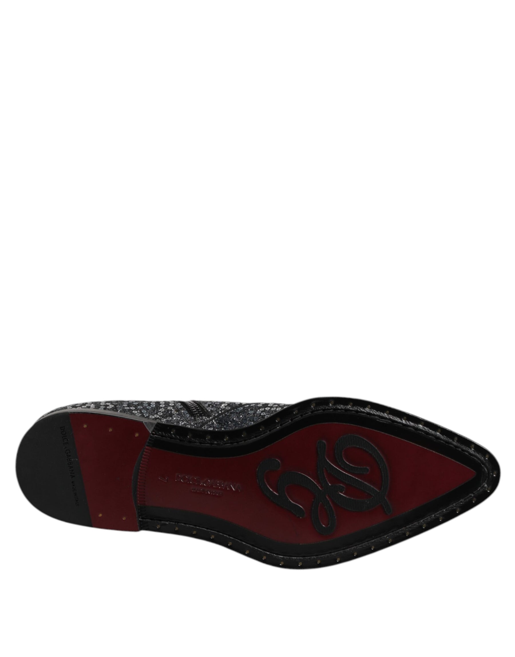 Dolce & Gabbana Dark Gray Cotton Sequined Chelsea Boots Shoes | Regal Royce