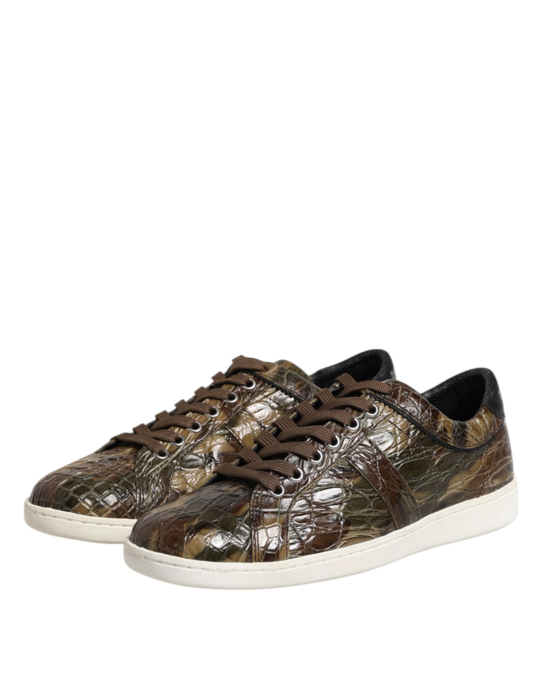 Dolce & Gabbana Brown Exotic Leather Low Top Sneakers Shoes | Regal Royce
