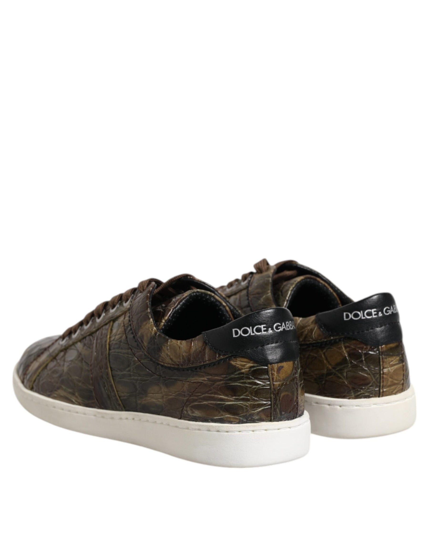 Dolce & Gabbana Brown Exotic Leather Low Top Sneakers Shoes | Regal Royce