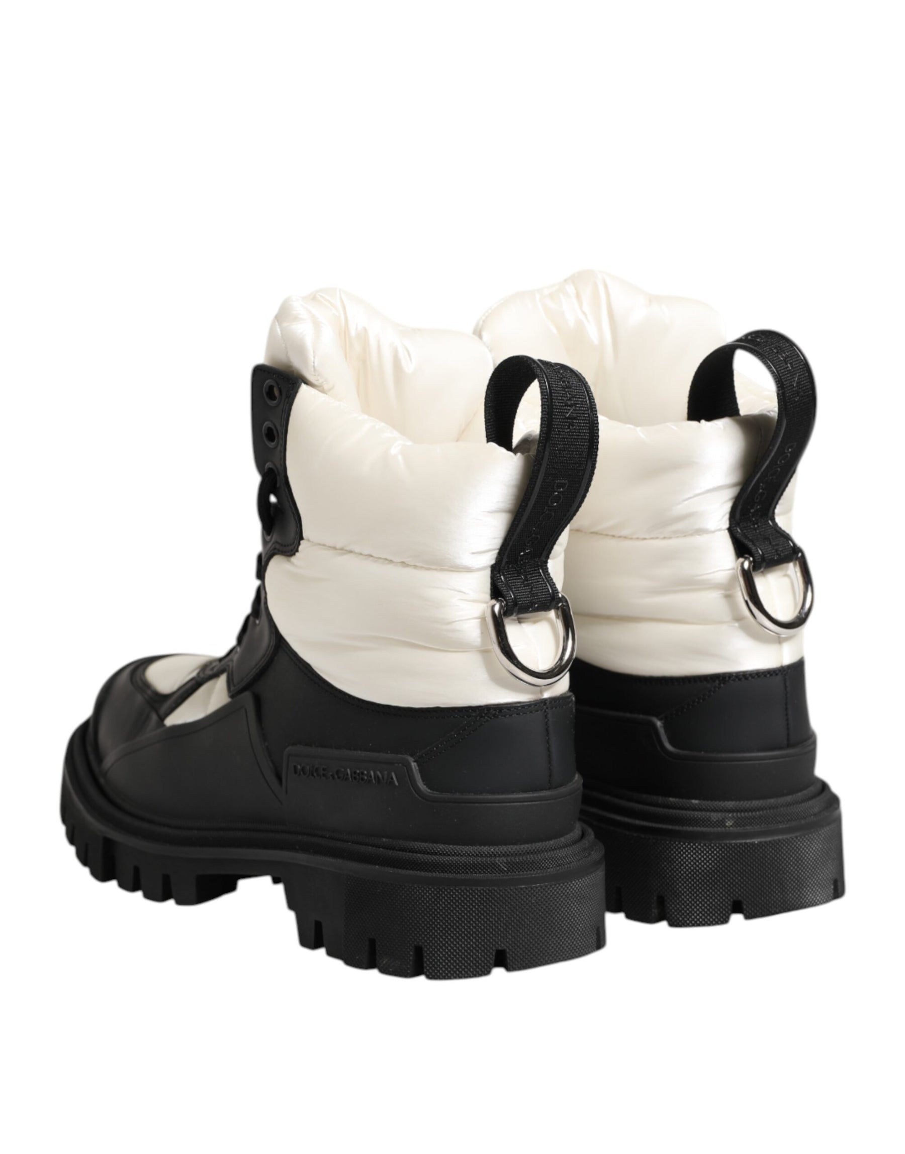 Dolce & Gabbana Black White Padded Lace Up Short Boots Shoes | Regal Royce