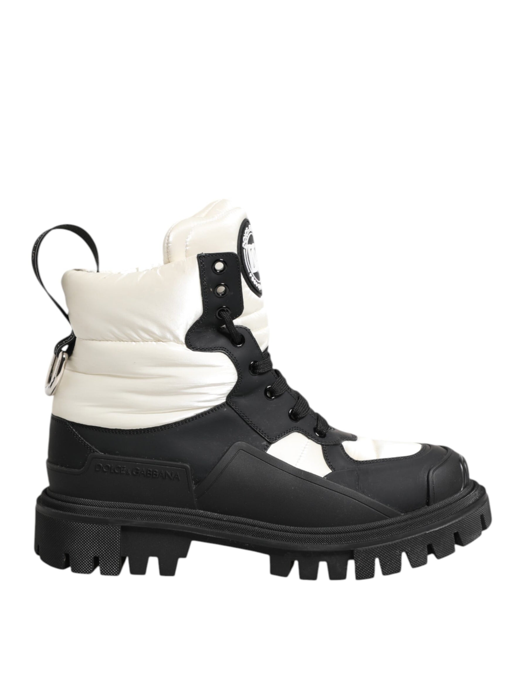 Dolce & Gabbana Black White Padded Lace Up Short Boots Shoes | Regal Royce