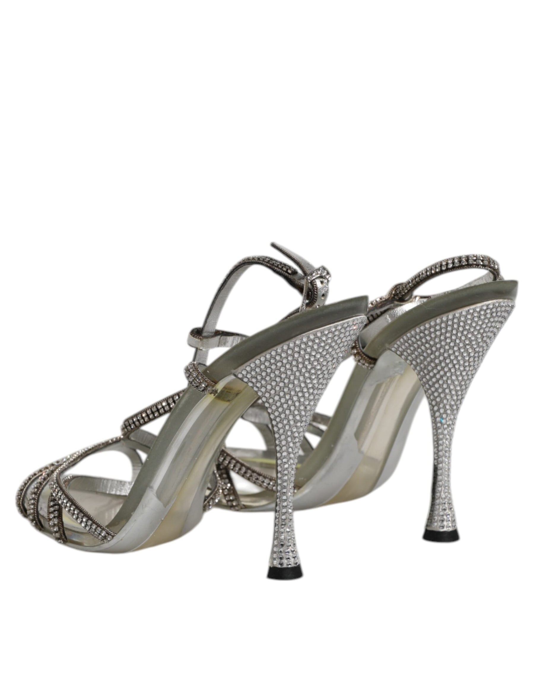 Dolce & Gabbana Silver Strass Ankle Strap Heels Sandals Shoes | Regal Royce
