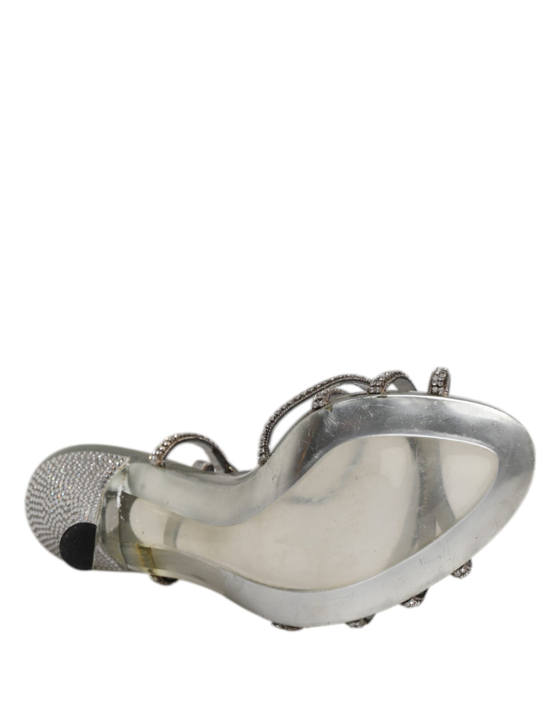 Dolce & Gabbana Silver Strass Ankle Strap Heels Sandals Shoes | Regal Royce