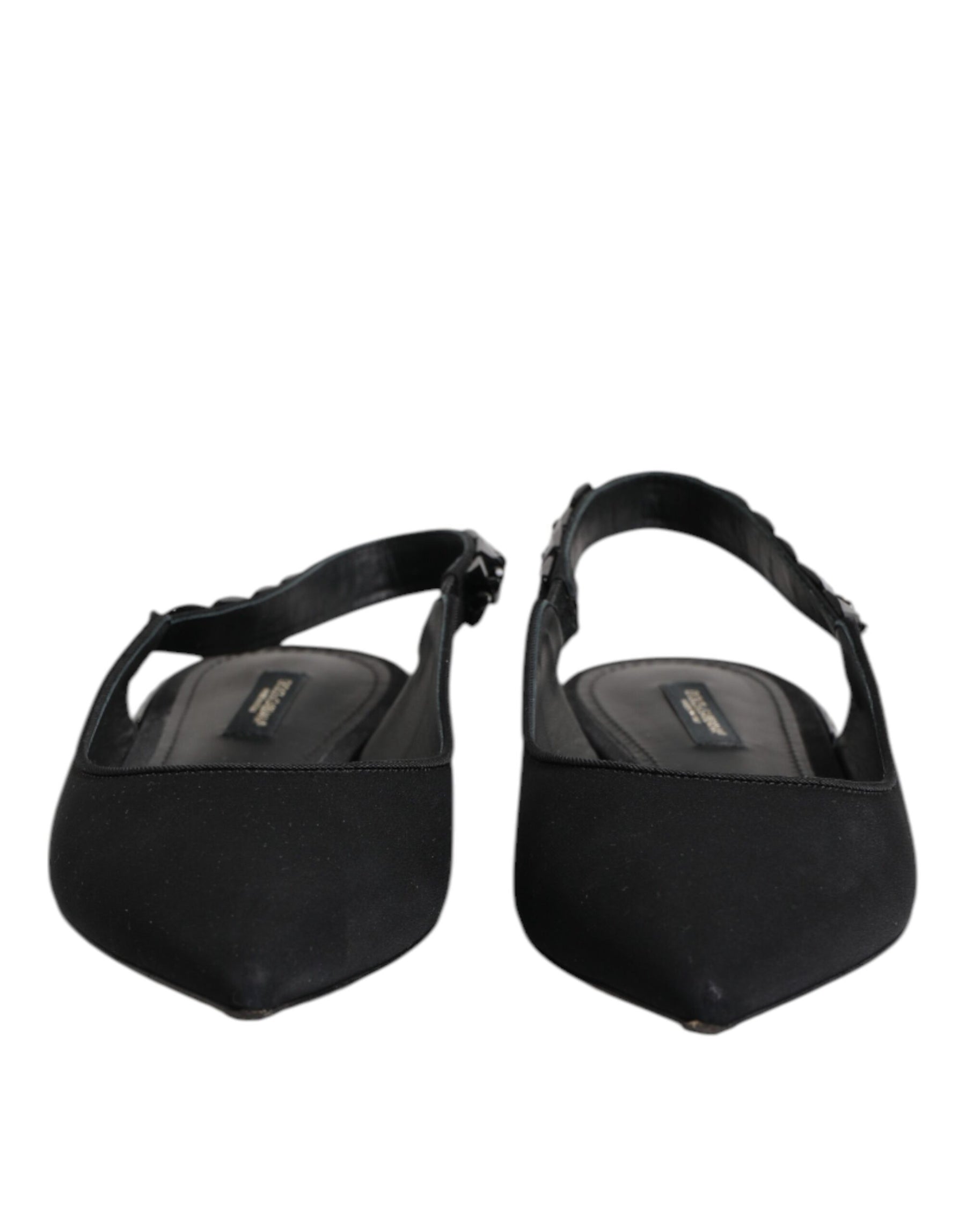 Dolce & Gabbana Black Crystal Charmeuse Slingback Shoes | Regal Royce