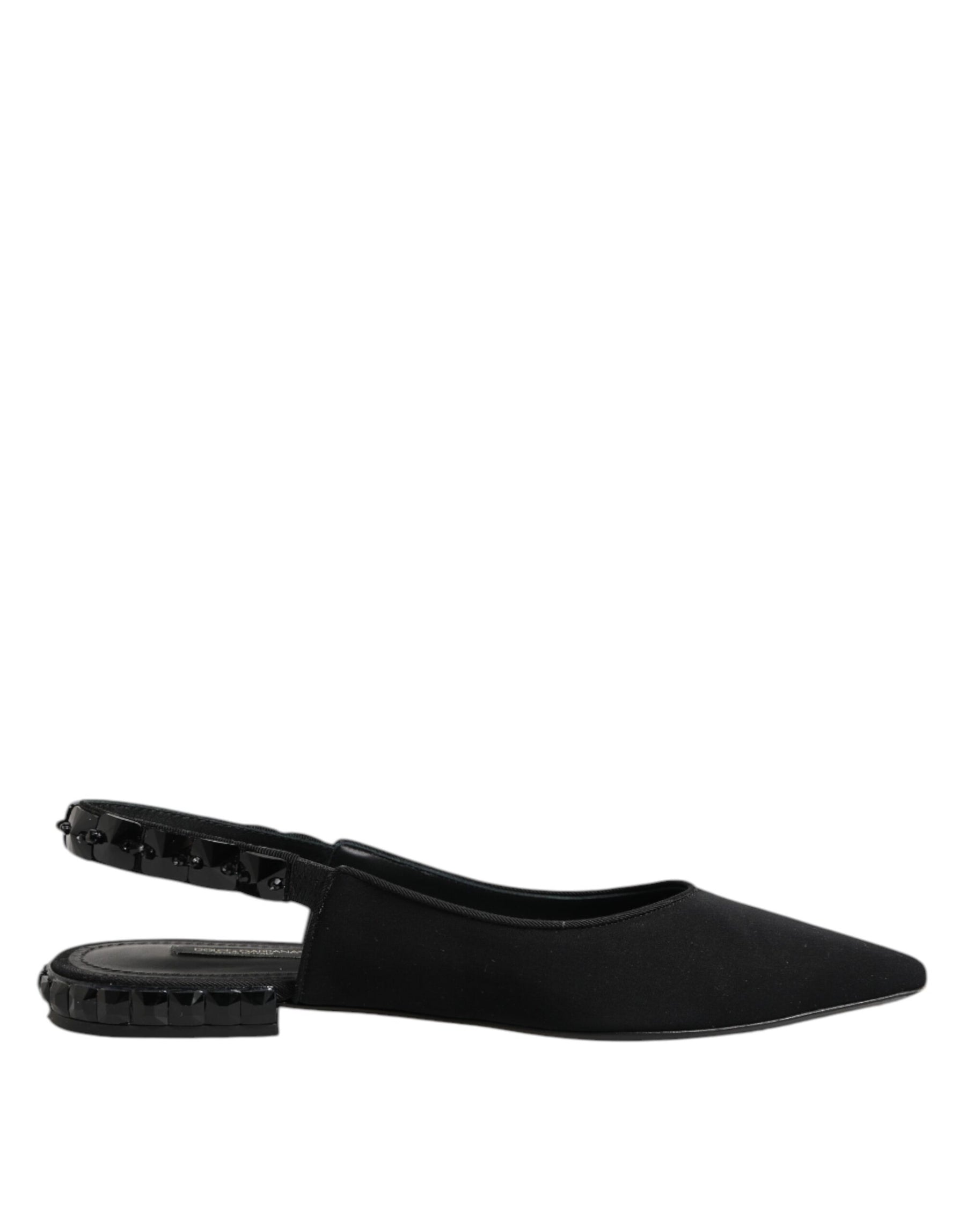 Dolce & Gabbana Black Crystal Charmeuse Slingback Shoes | Regal Royce
