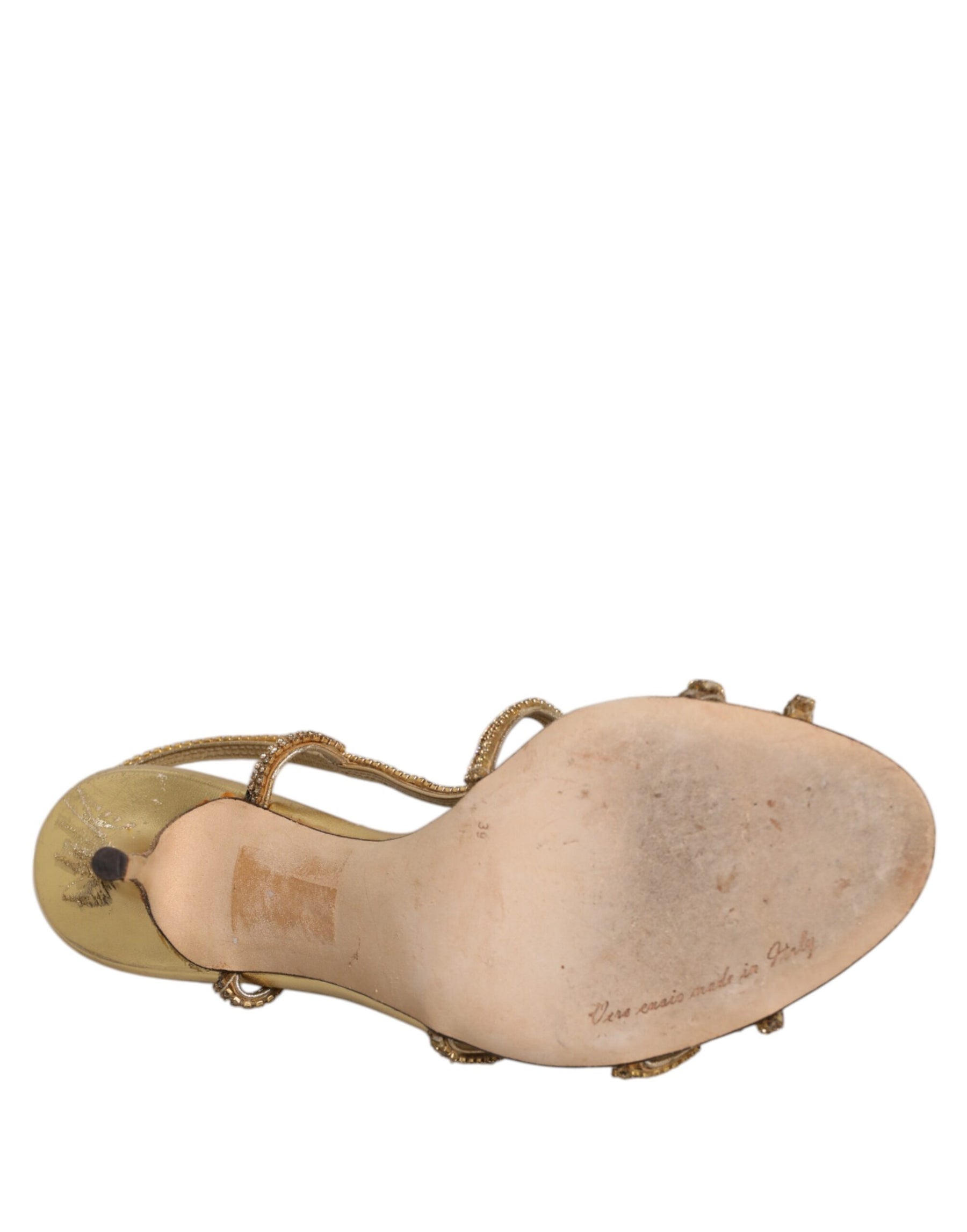 Dolce & Gabbana Gold Strass Ankle Strap Heels Sandals Shoes | Regal Royce