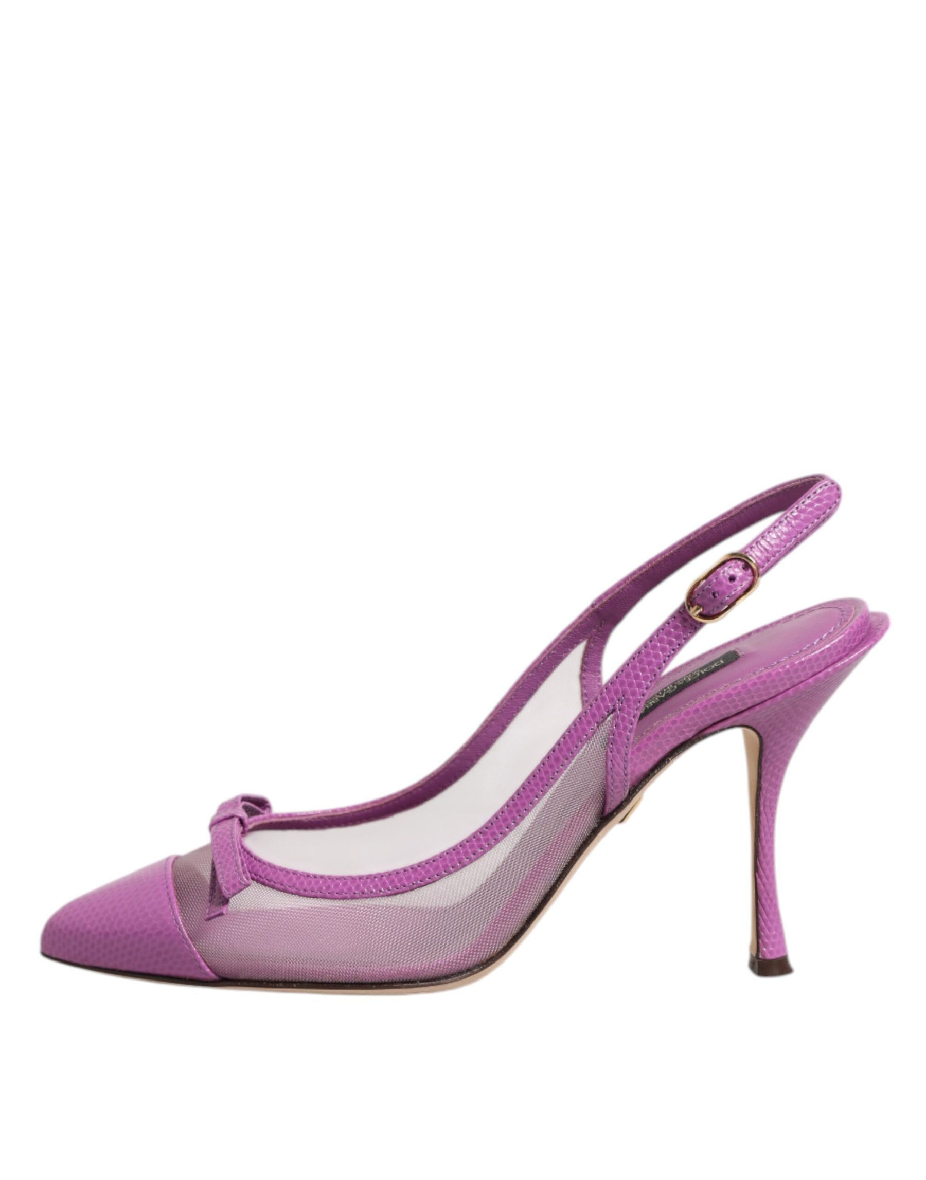 Dolce & Gabbana Purple Leather Mesh High Heels Slingback Shoes | Regal Royce