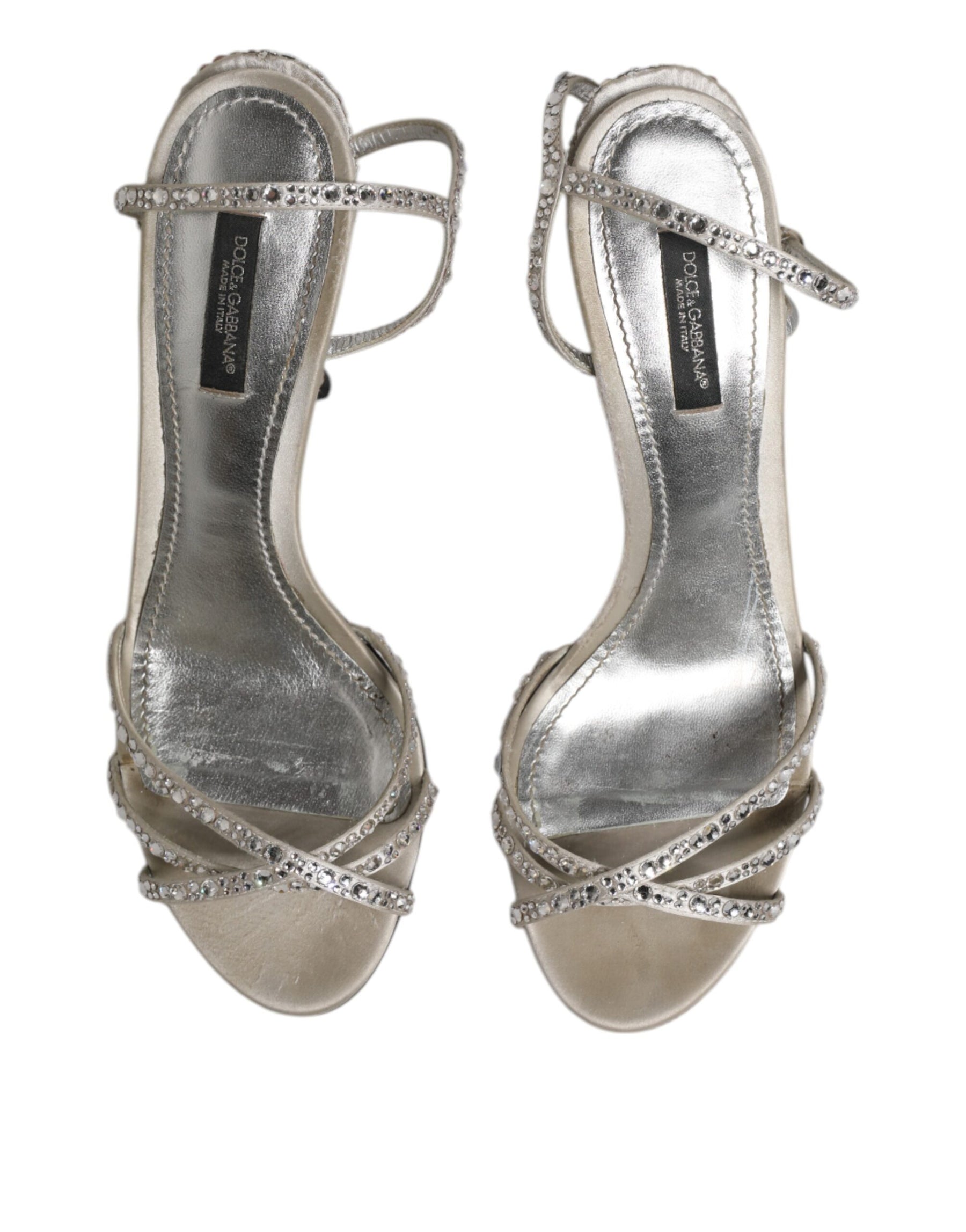 Dolce & Gabbana Silver Strass Ankle Strap KEIRA Sandals Shoes | Regal Royce