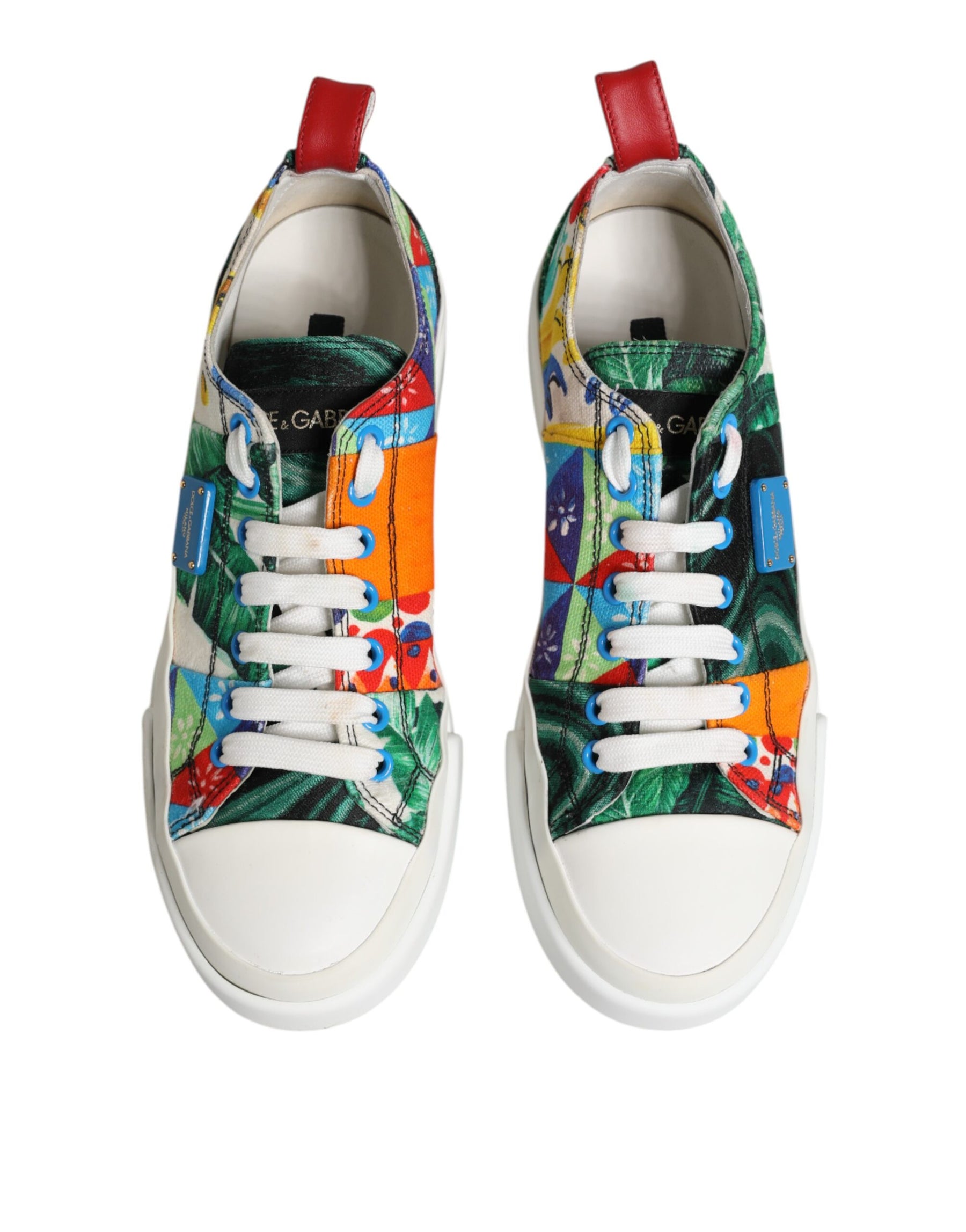 Dolce & Gabbana Multicolor Patchwork Low Top Sneakers Shoes | Regal Royce