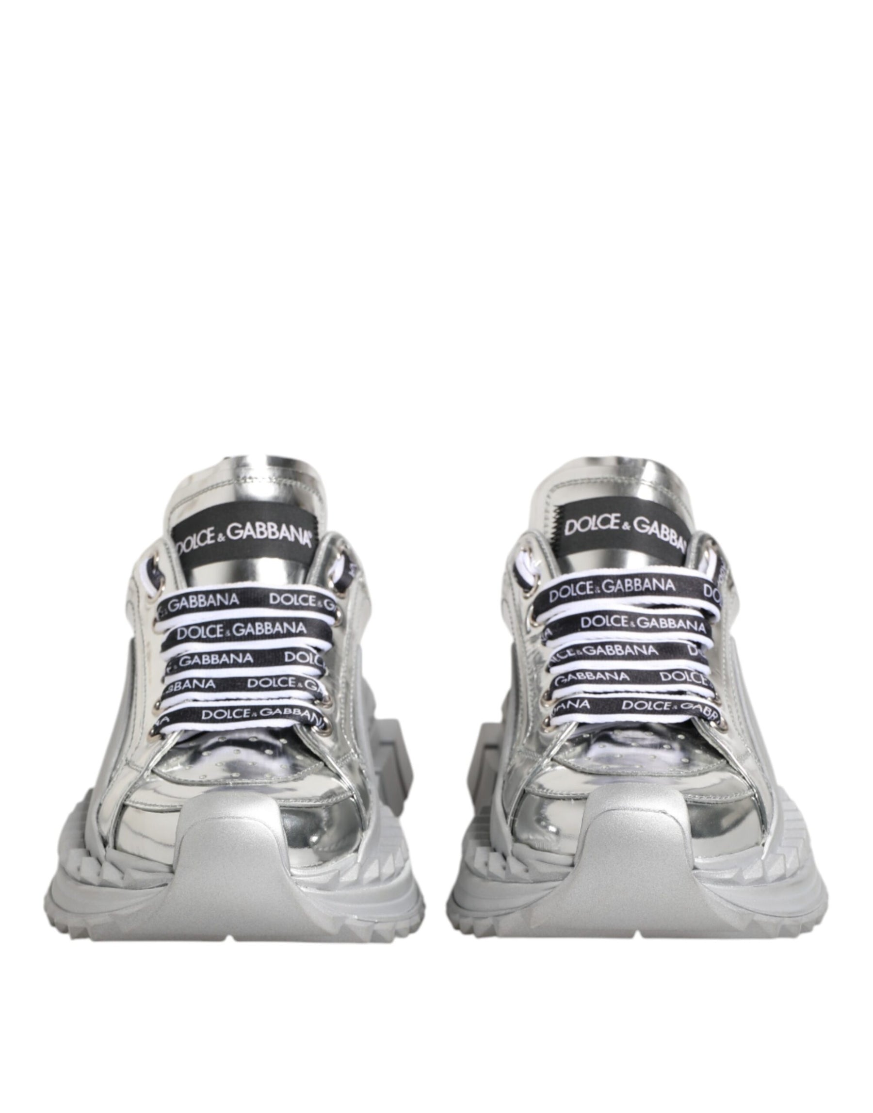 Dolce & Gabbana Silver Leather Super Queen Sneakers Shoes | Regal Royce