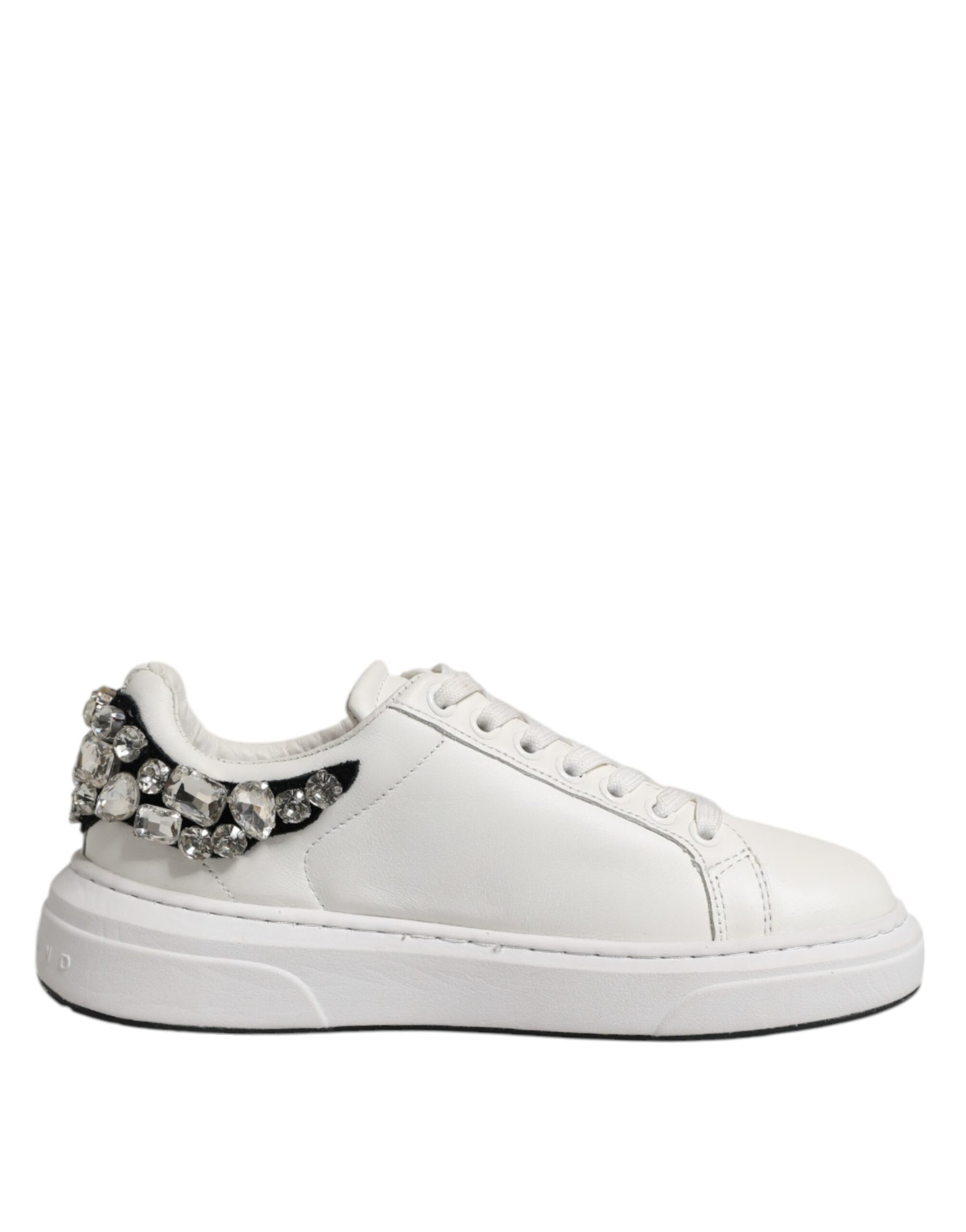 John Richmond White Rhinestone Embellished Sneakers Shoes