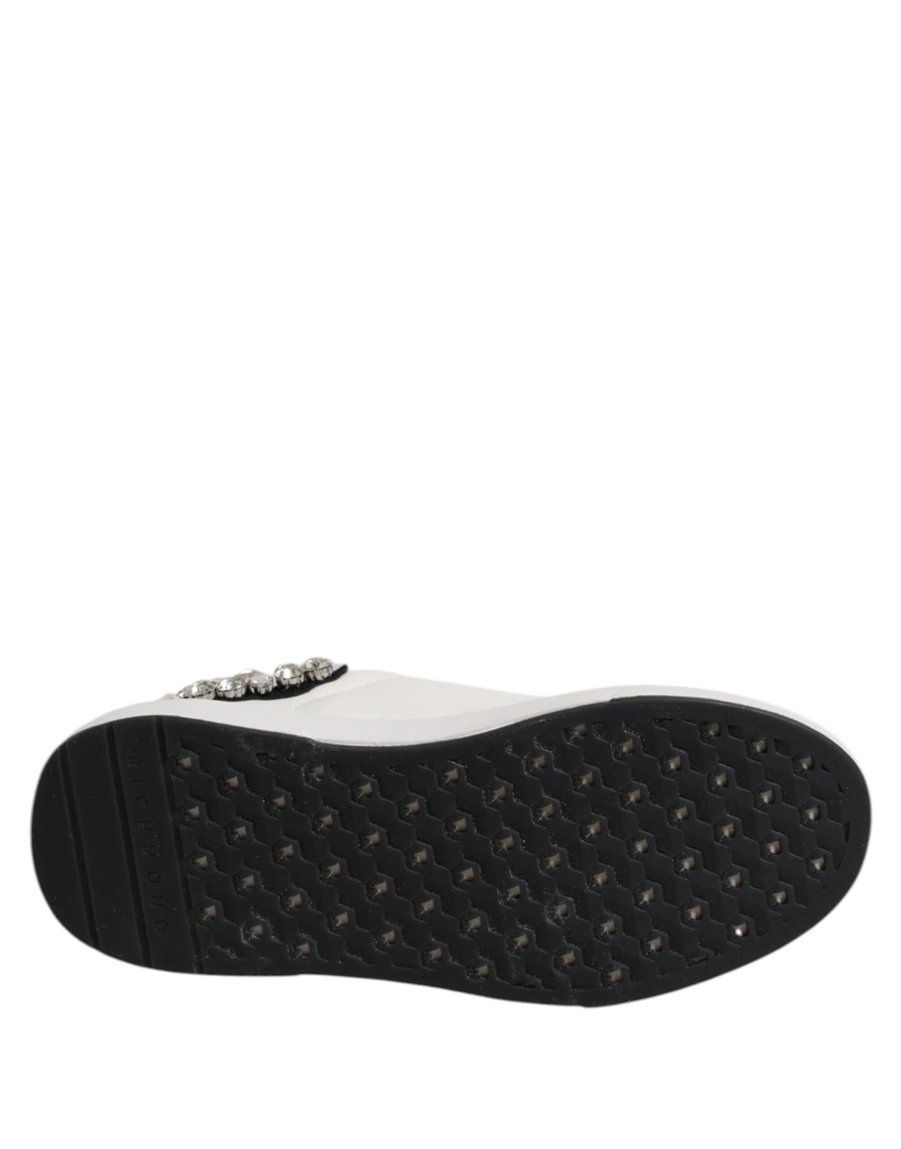 John Richmond White Rhinestone Embellished Sneakers Shoes | Regal Royce