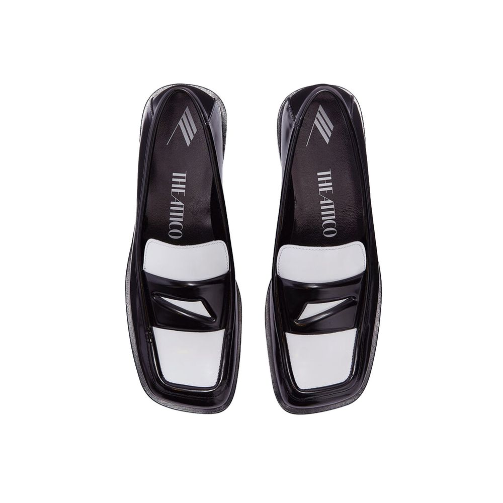 The Attico Black Leather Slip-On Loafers