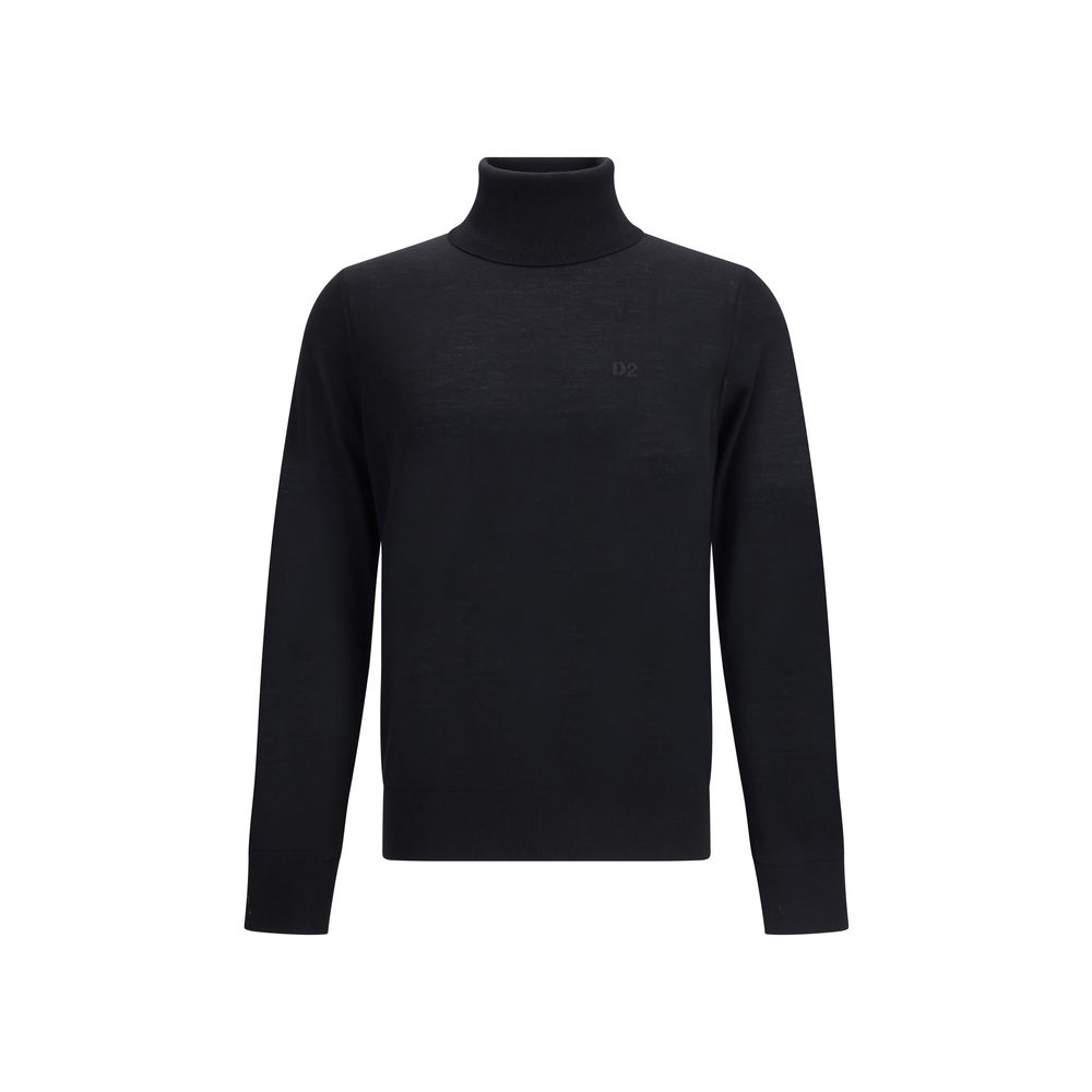 Dsquared² Black Fleece Wool Turtleneck