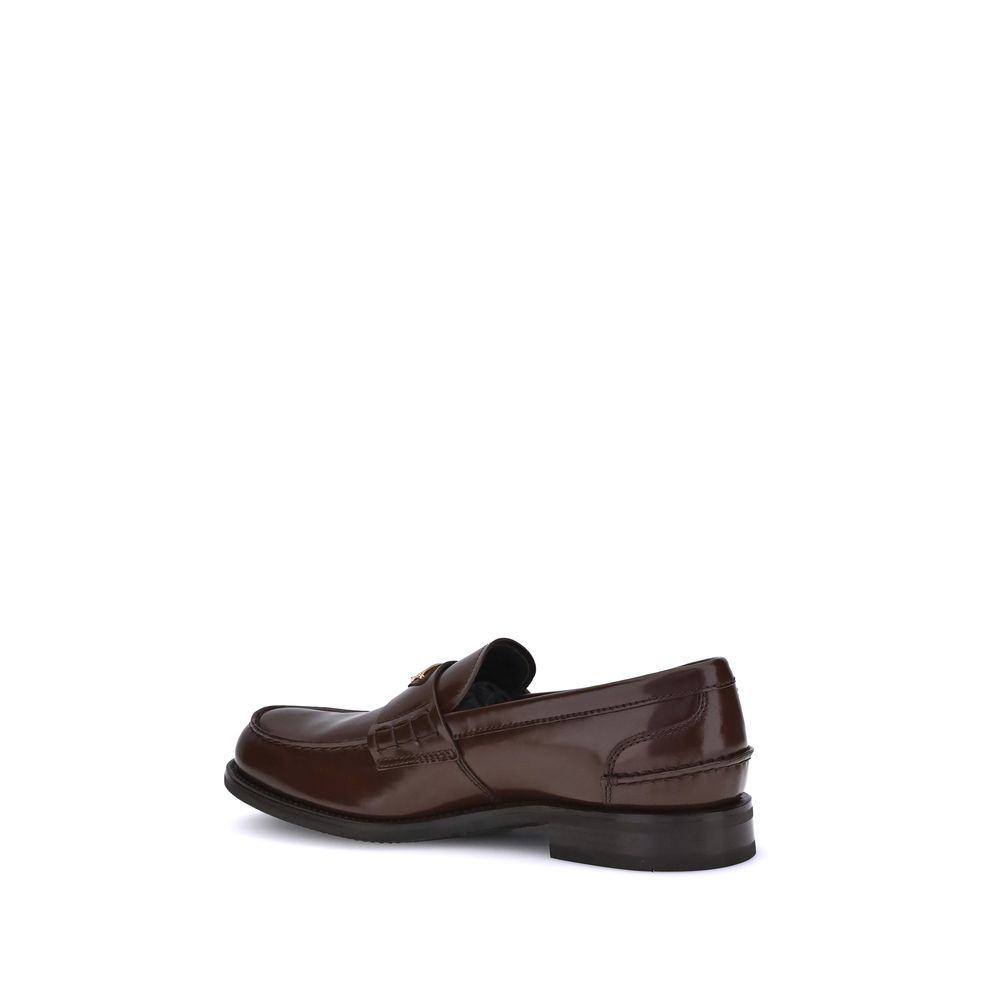Prada Brown Calf Leather Bos Taurus Slip-On Loafers | Regal Royce