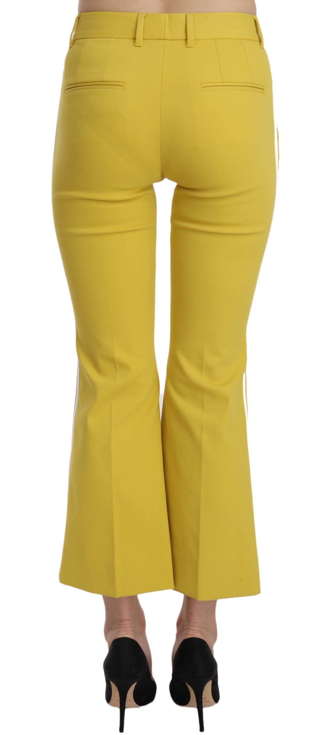 Dolce & Gabbana Yellow Flared Bootcut Capri Cotton Pants | Regal Royce