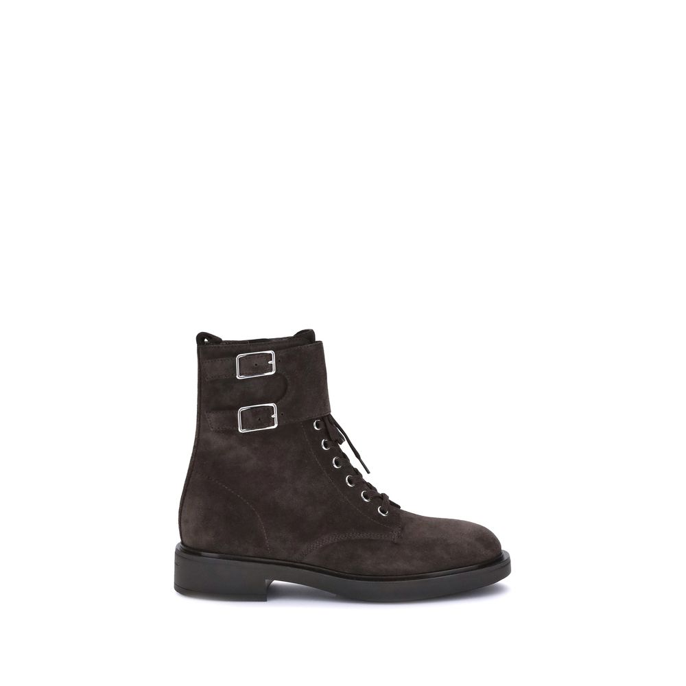 Gianvito Rossi Brown Calf Leather Bos Taurus Lace-Up Boots | Regal Royce