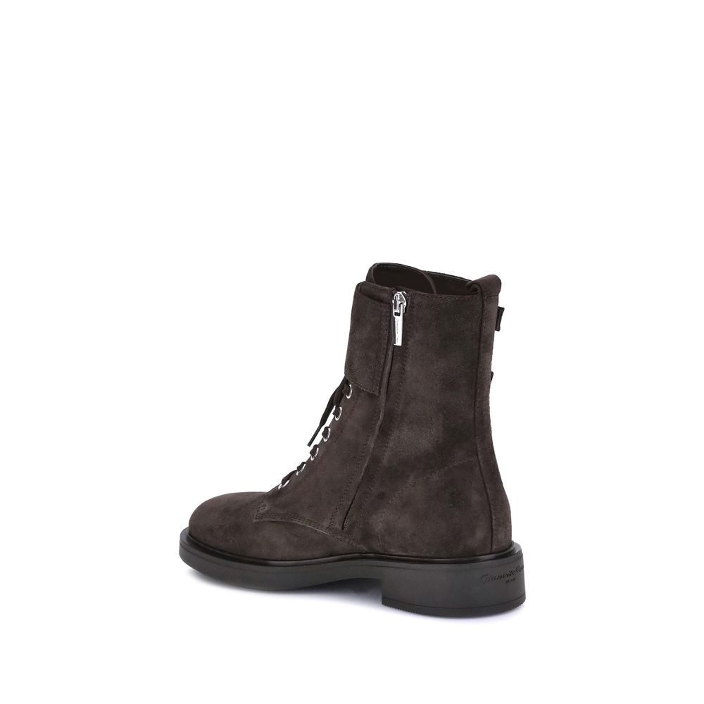 Gianvito Rossi Brown Calf Leather Bos Taurus Lace-Up Boots | Regal Royce