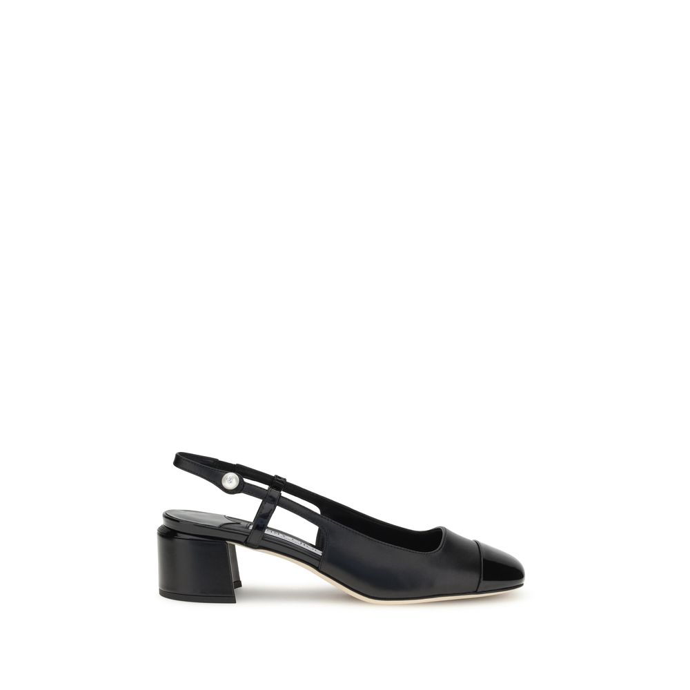 Jimmy Choo Black Calf Leather Bos Taurus Mid Heel Pumps | Regal Royce